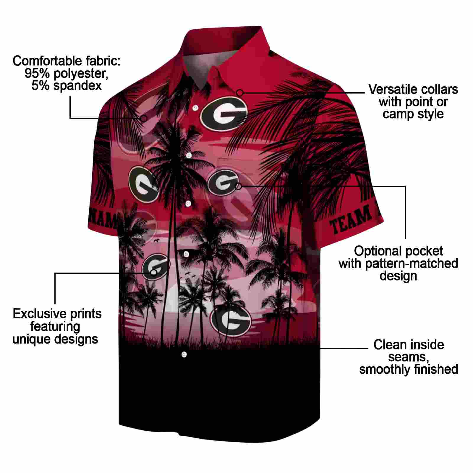 custom georgia bulldogs sunset scene red black hawaiian shirt new arrival