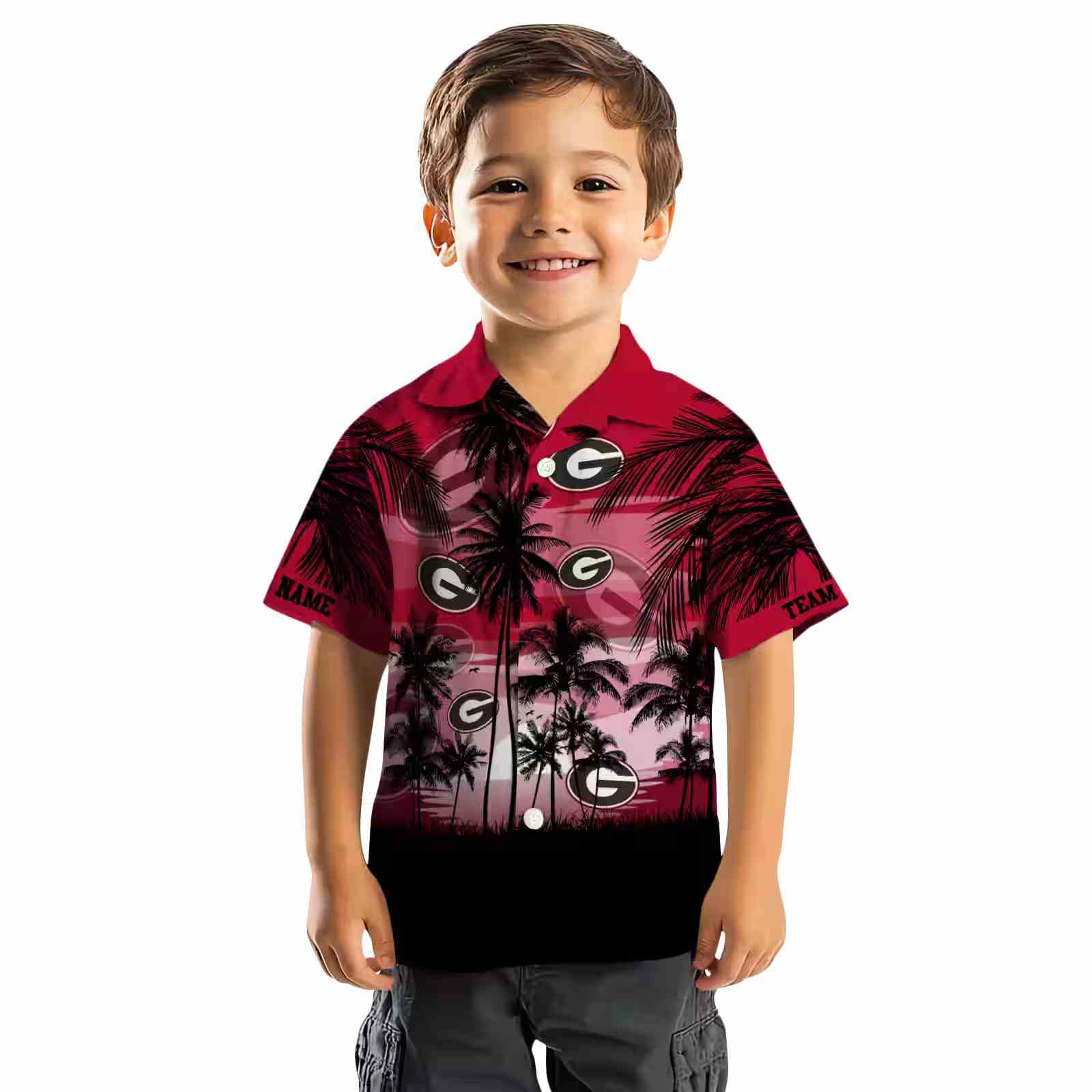 custom georgia bulldogs sunset scene red black hawaiian shirt top rated