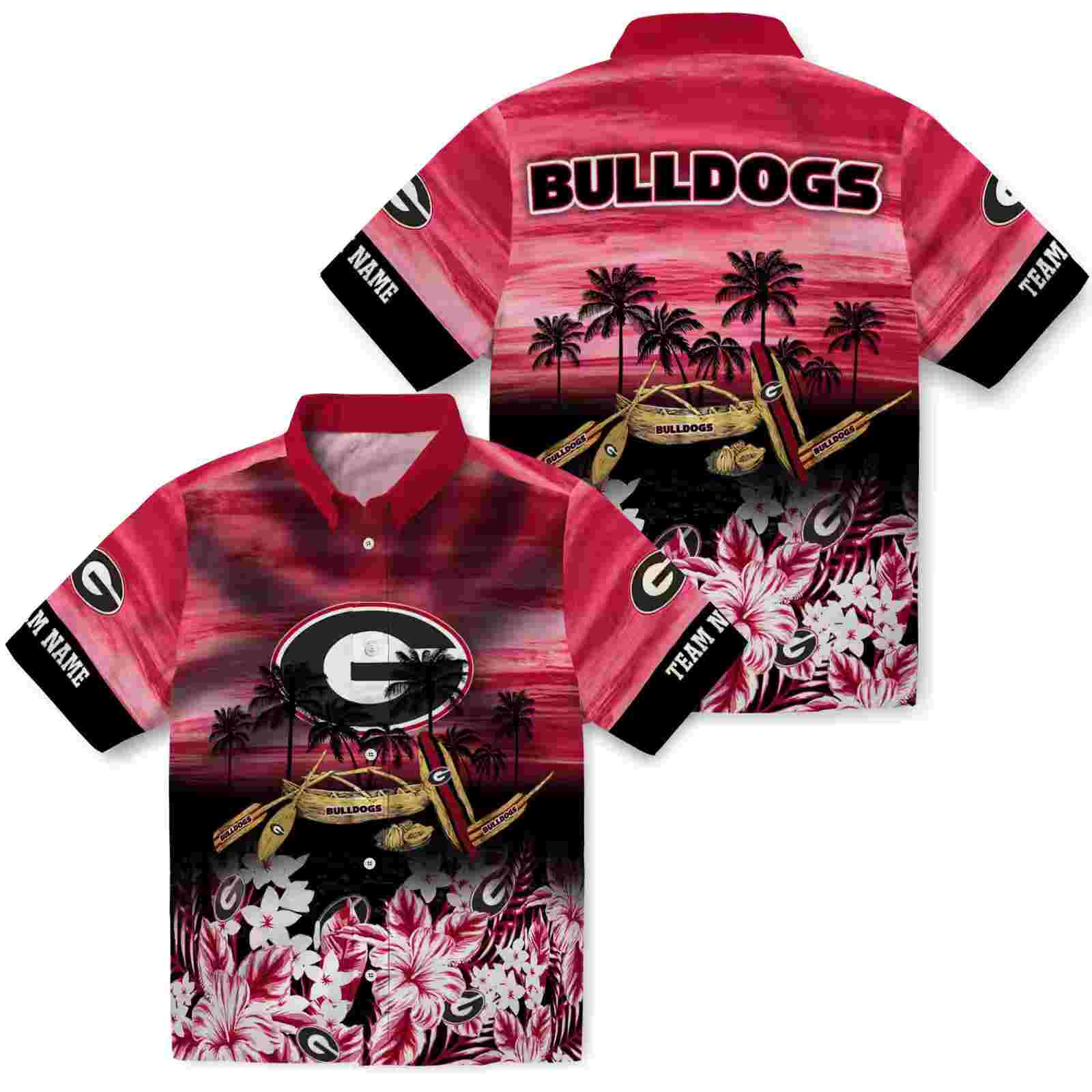 custom georgia bulldogs tropical canoe red hawaiian shirt high quality