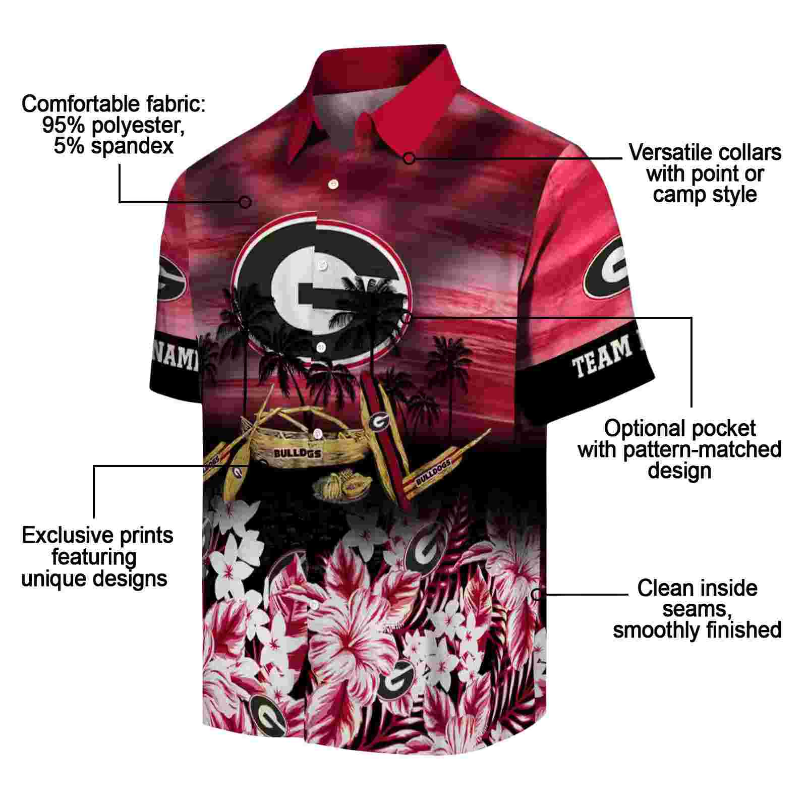 custom georgia bulldogs tropical canoe red hawaiian shirt new arrival