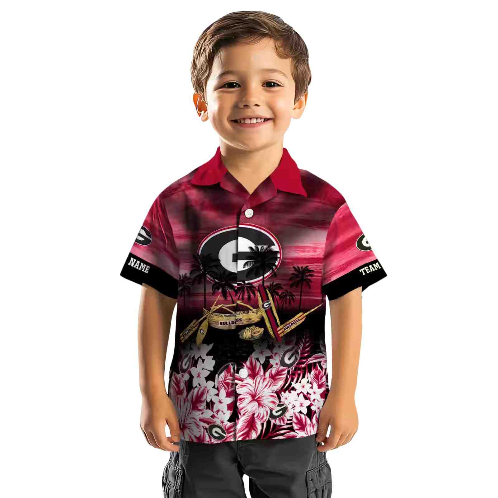 custom georgia bulldogs tropical canoe red hawaiian shirt top rated