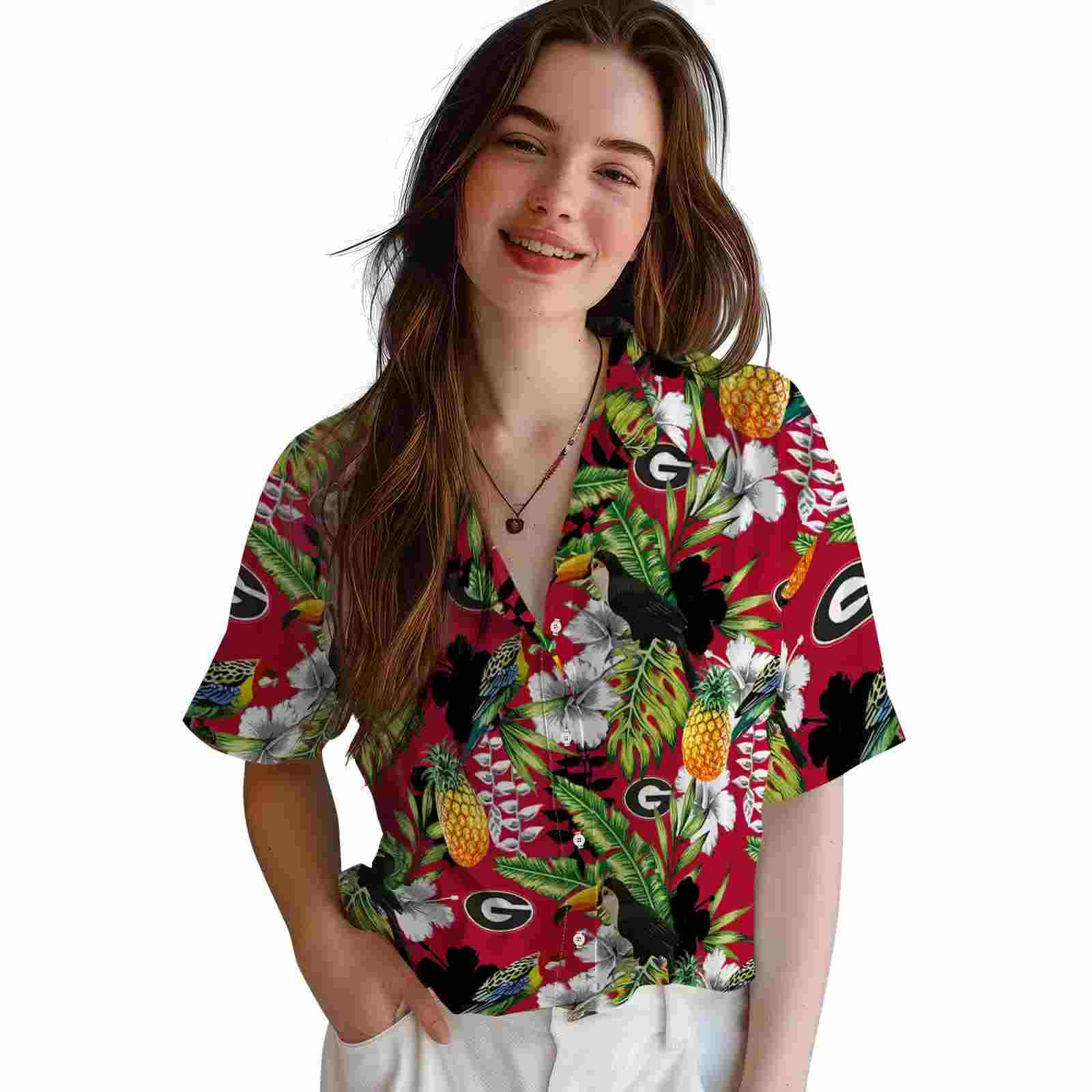 custom georgia bulldogs tropical toucan red green hawaiian shirt latest model