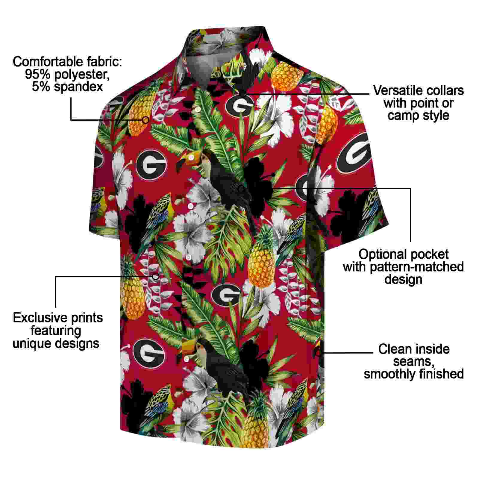 custom georgia bulldogs tropical toucan red green hawaiian shirt new arrival