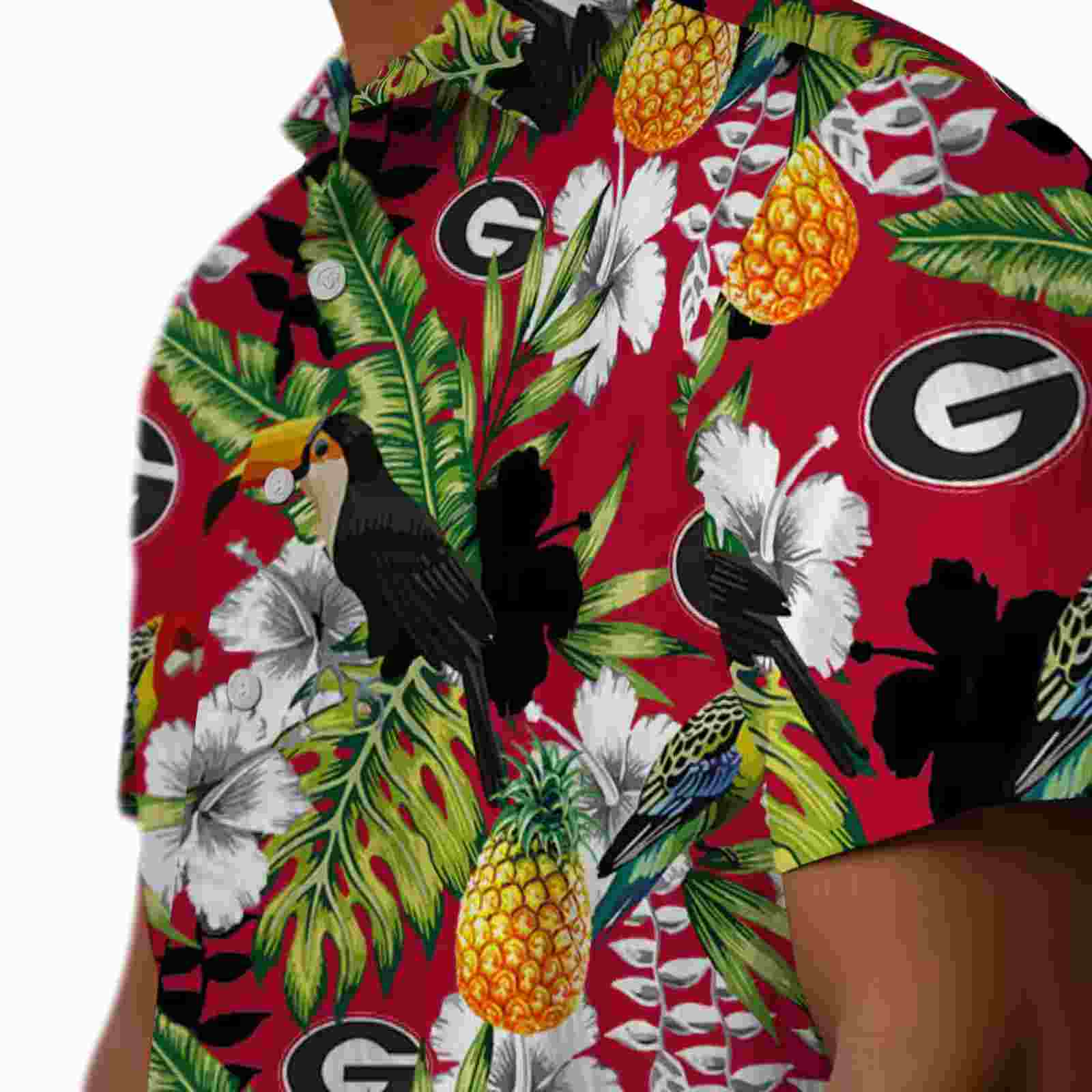 custom georgia bulldogs tropical toucan red green hawaiian shirt trendy