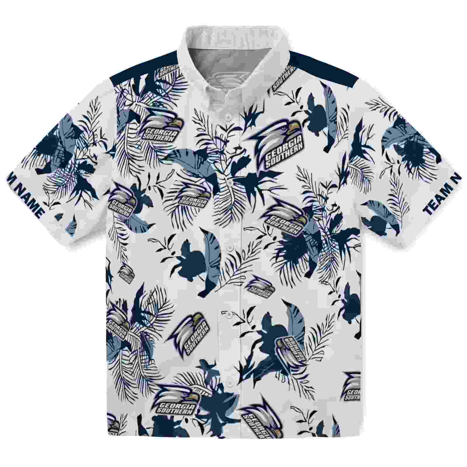 Custom Georgia Southern Eagles Botanical Theme Blue White Hawaiian Shirt