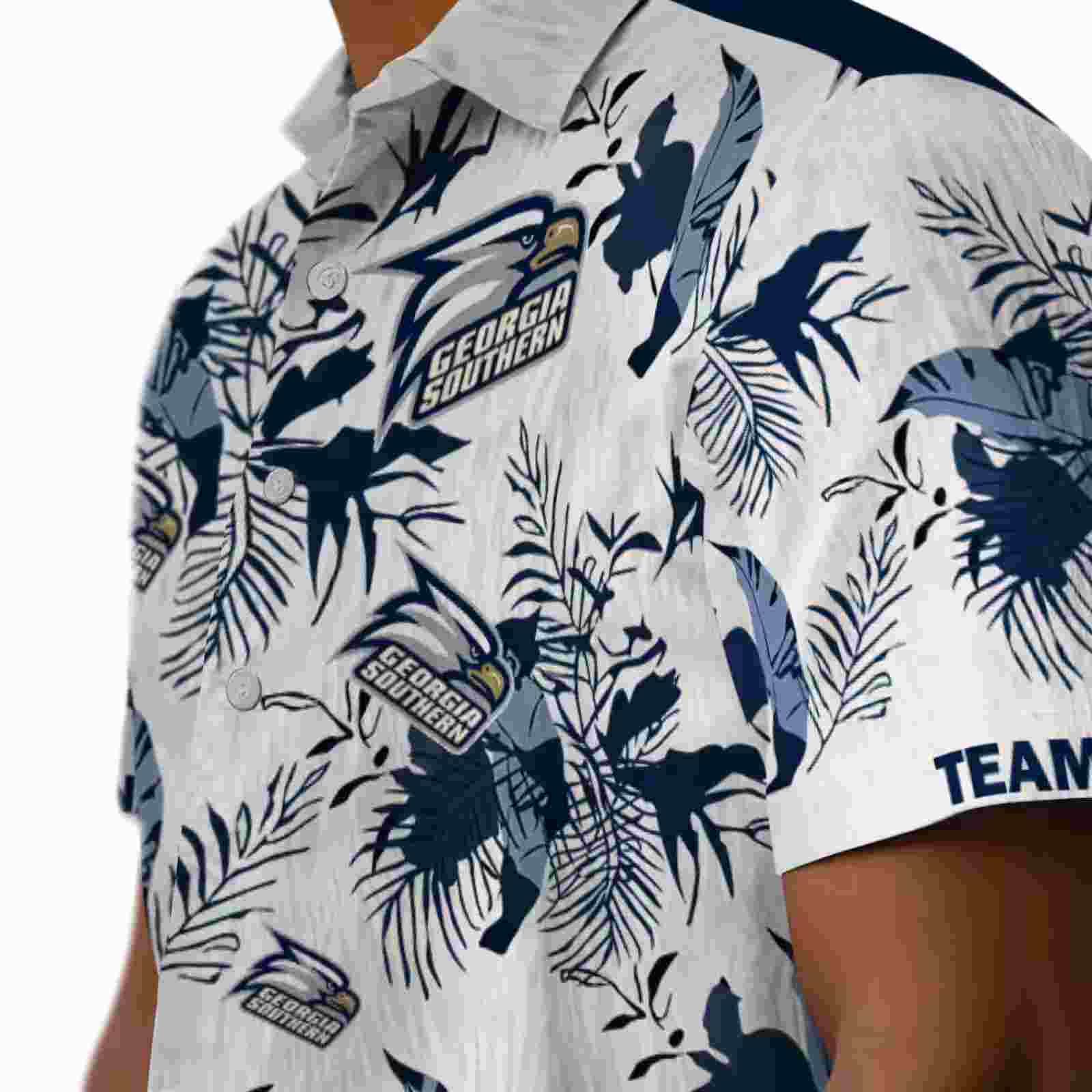 custom georgia southern eagles botanical theme blue white hawaiian shirt trendy