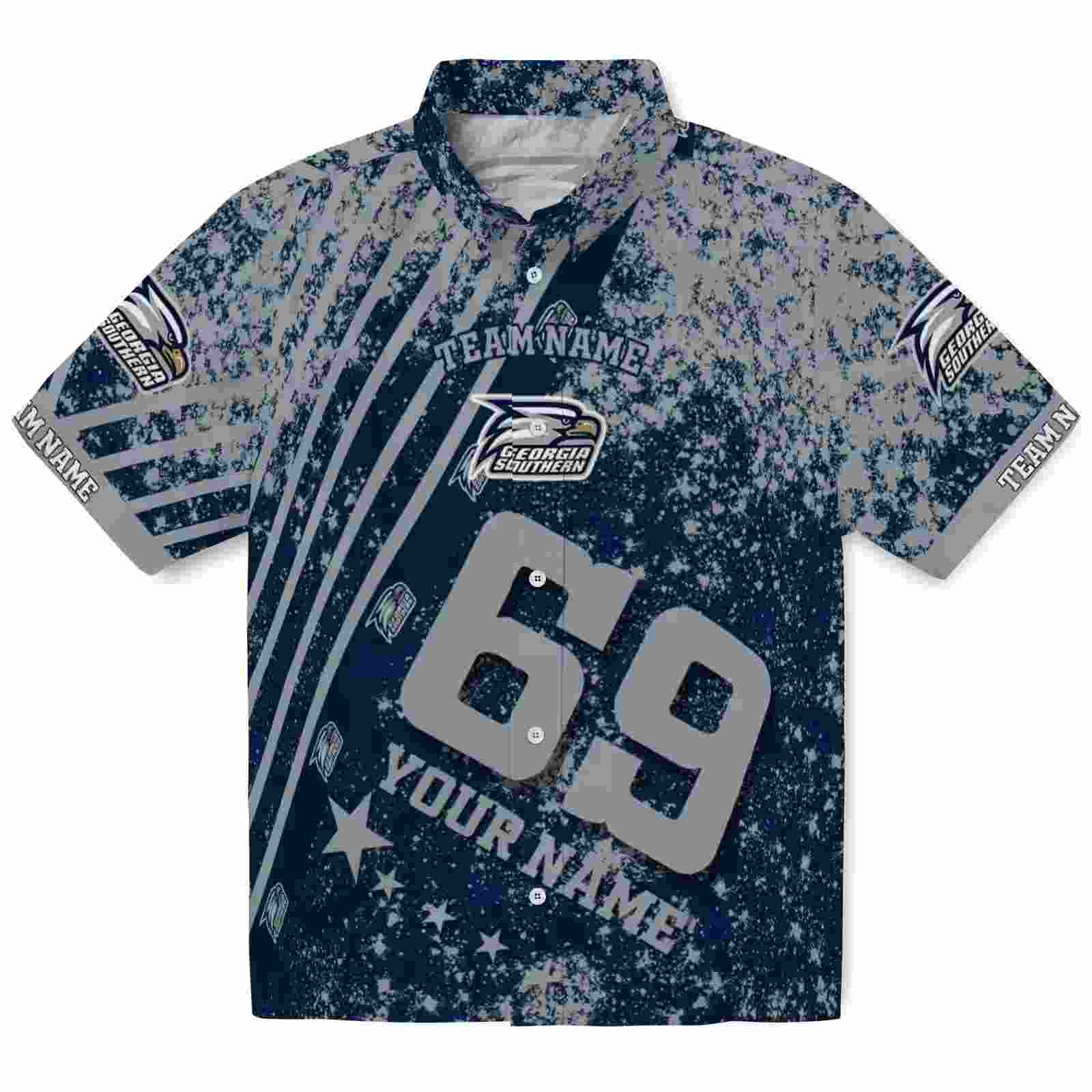 Custom Georgia Southern Eagles Star Stripes Blue Hawaiian Shirt