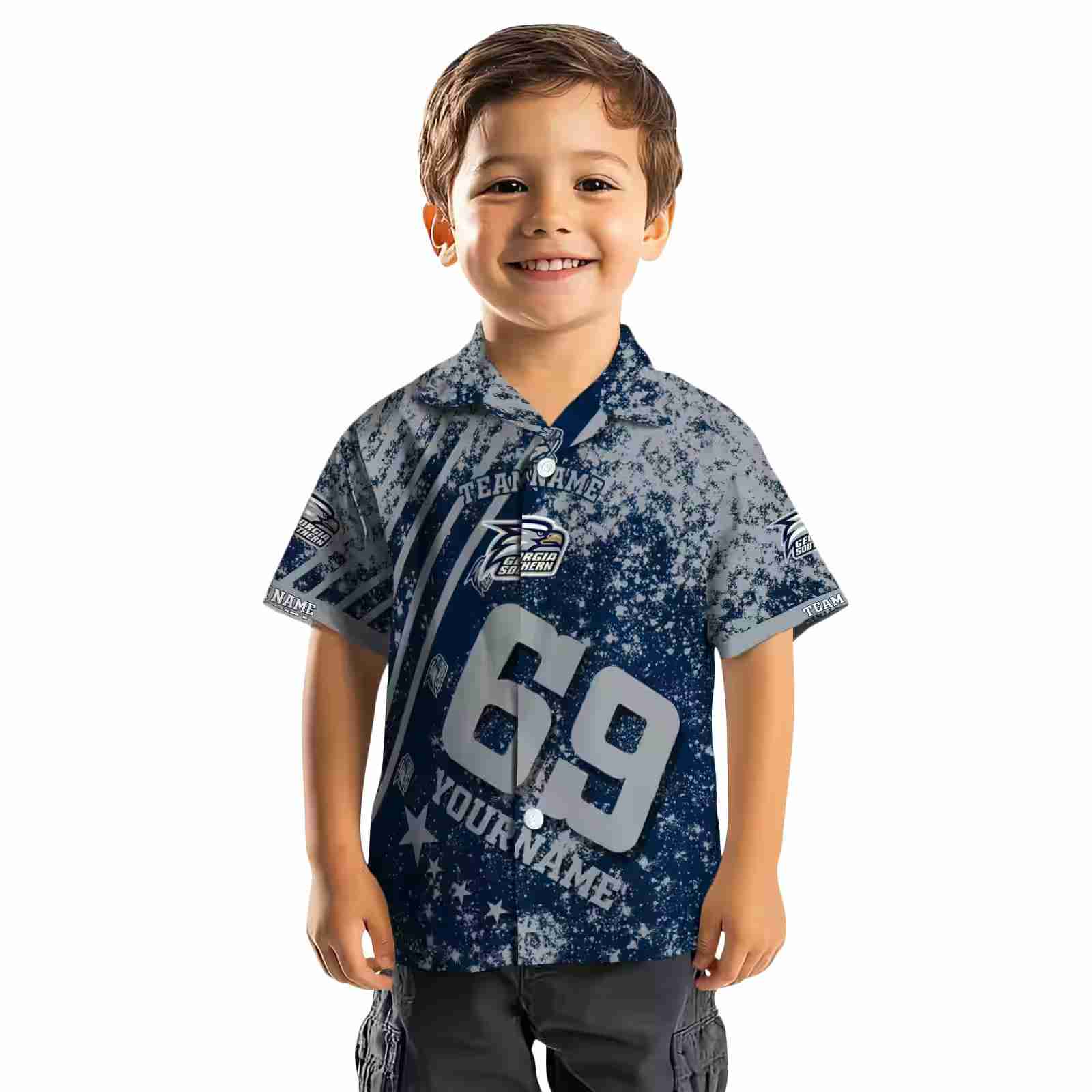 custom georgia southern eagles star stripes blue hawaiian shirt top rated