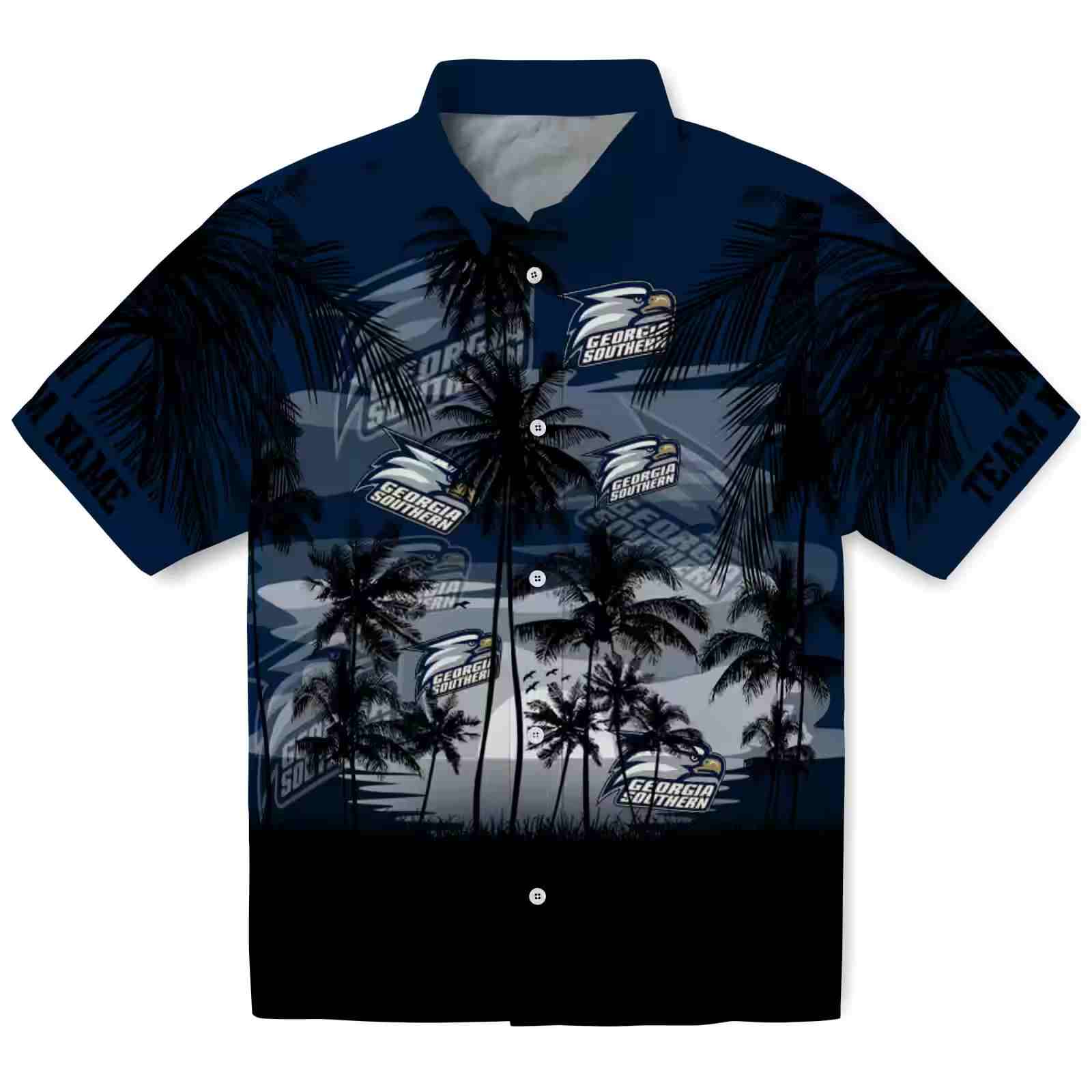 Custom Georgia Southern Eagles Sunset Scene Blue Black Hawaiian Shirt