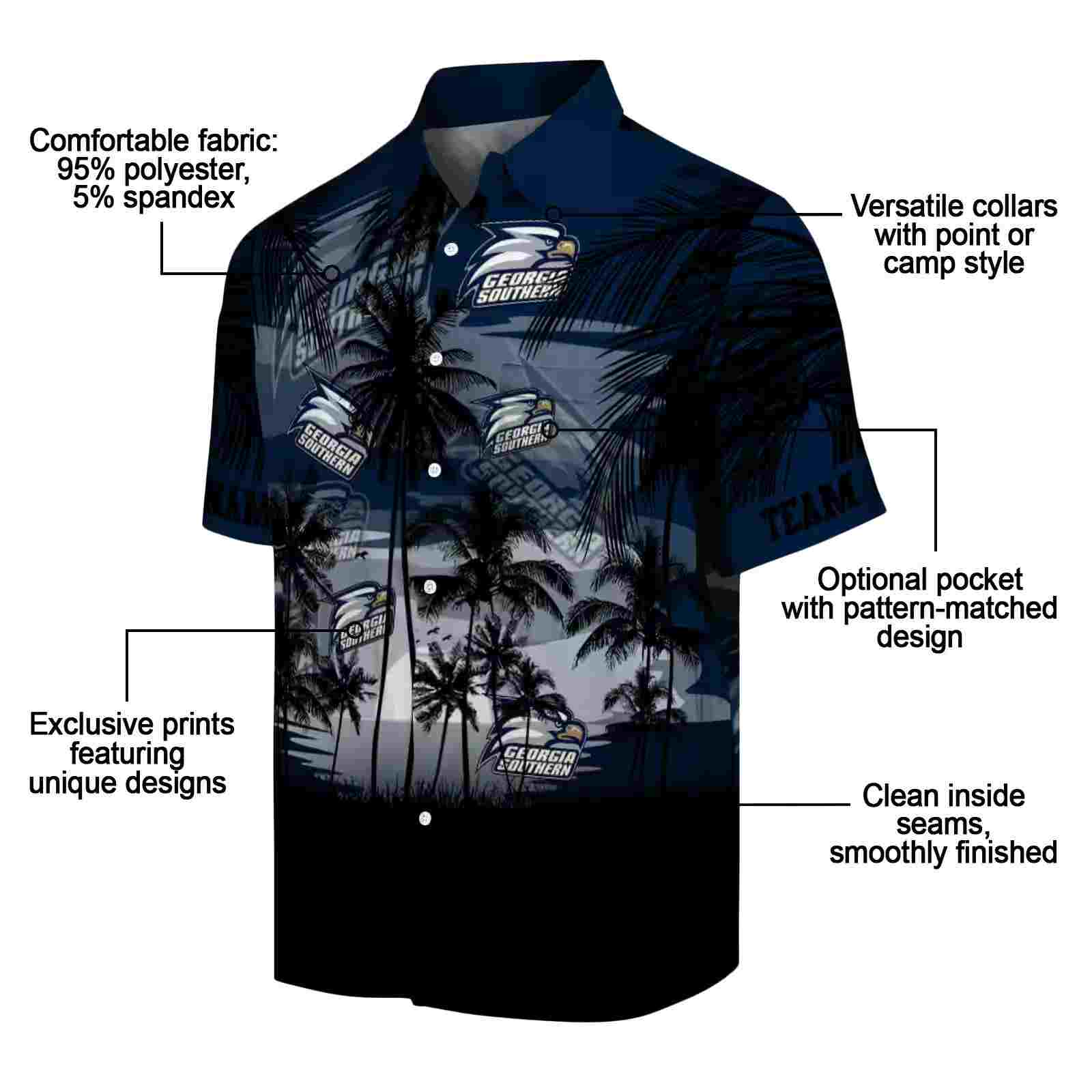 custom georgia southern eagles sunset scene blue black hawaiian shirt new arrival