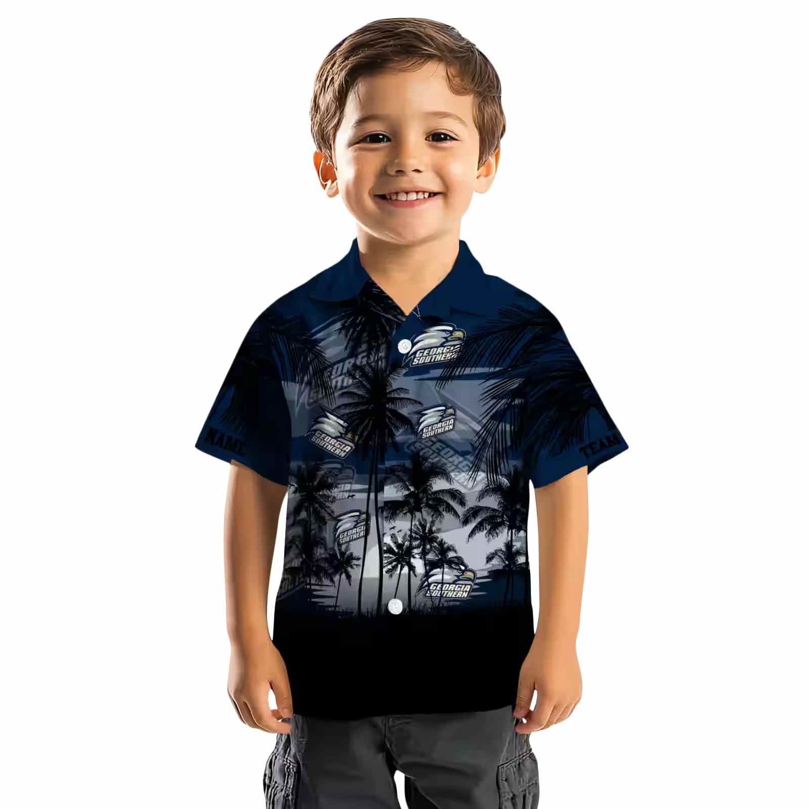 custom georgia southern eagles sunset scene blue black hawaiian shirt top rated