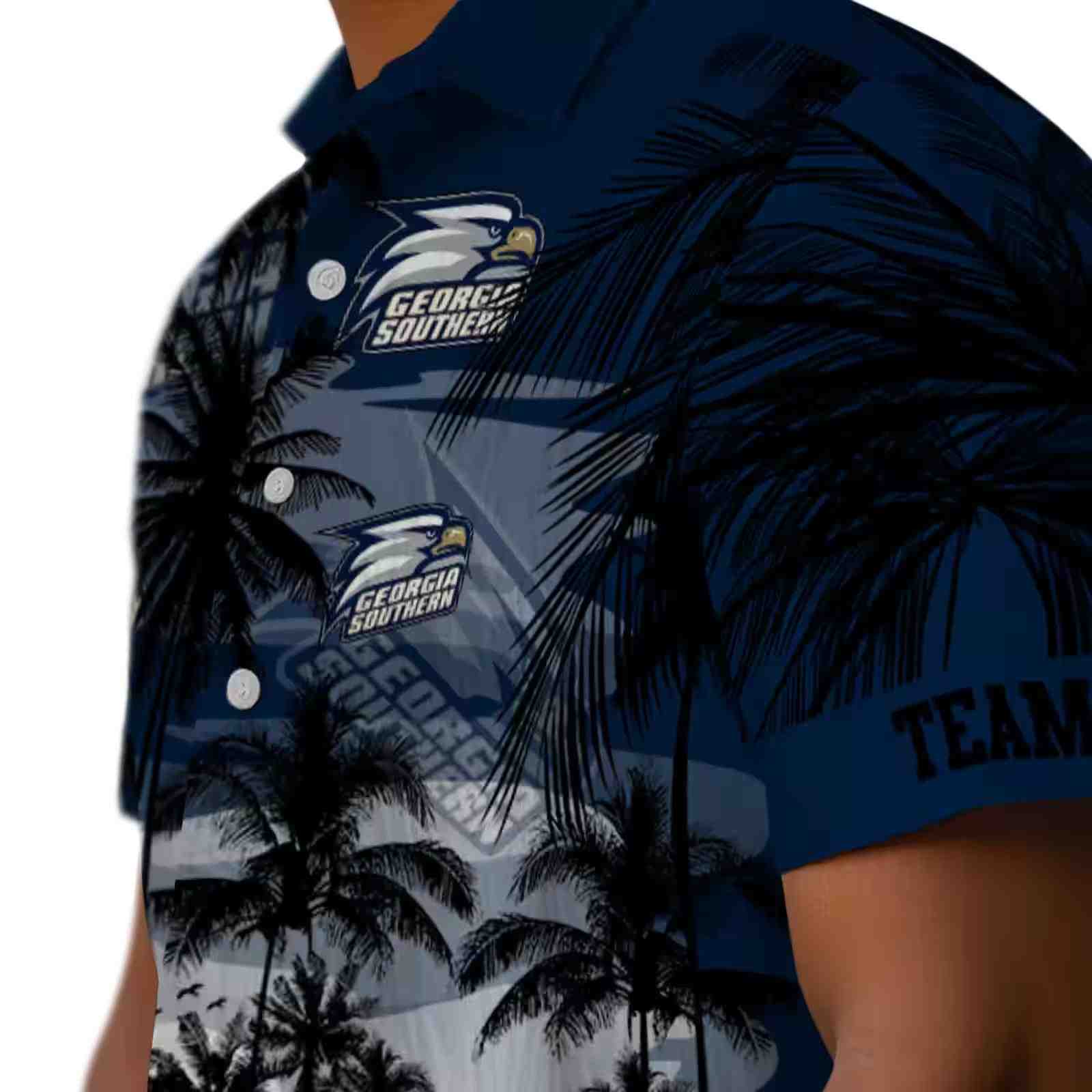 custom georgia southern eagles sunset scene blue black hawaiian shirt trendy