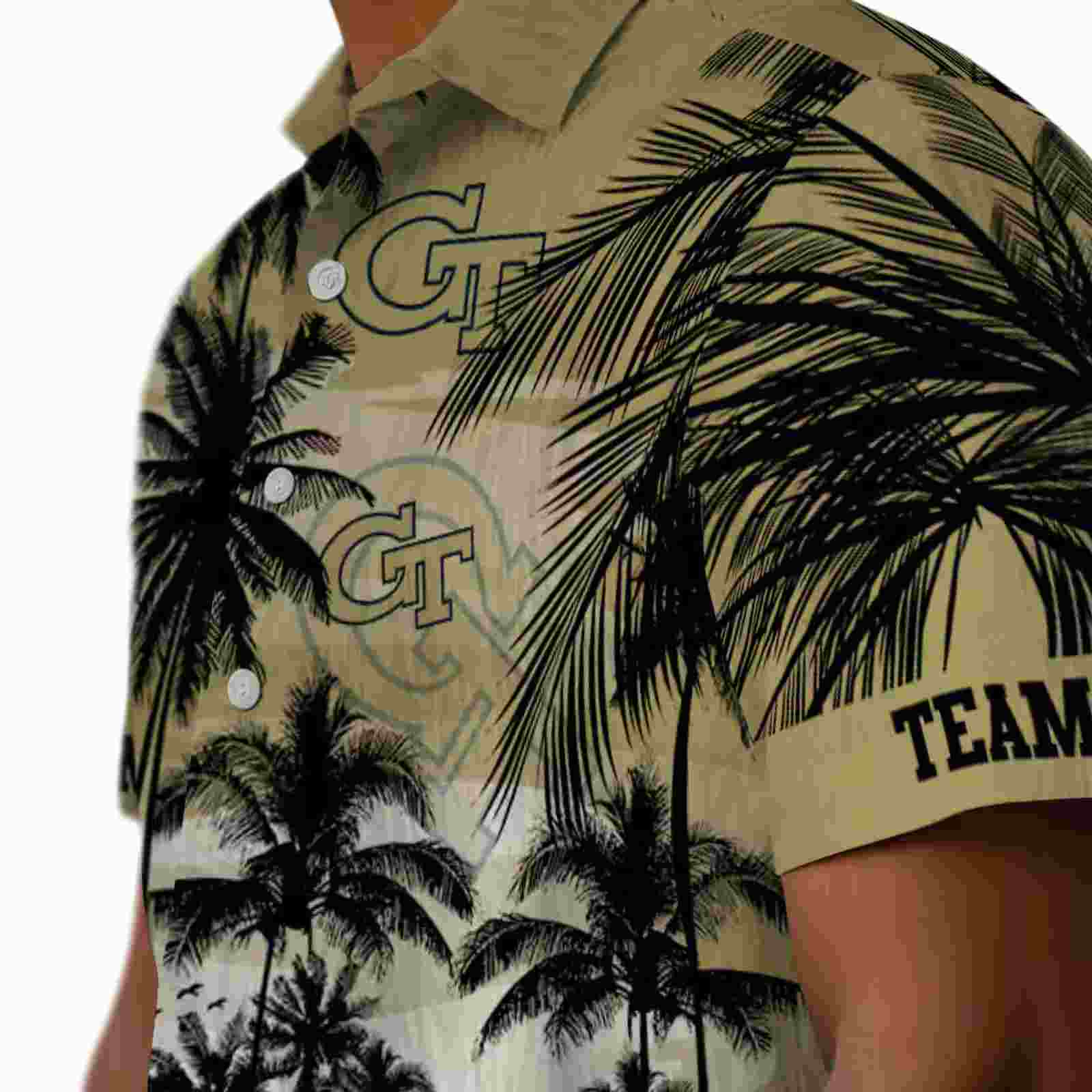 custom georgia tech yellow jackets sunset scene gold black hawaiian shirt trendy