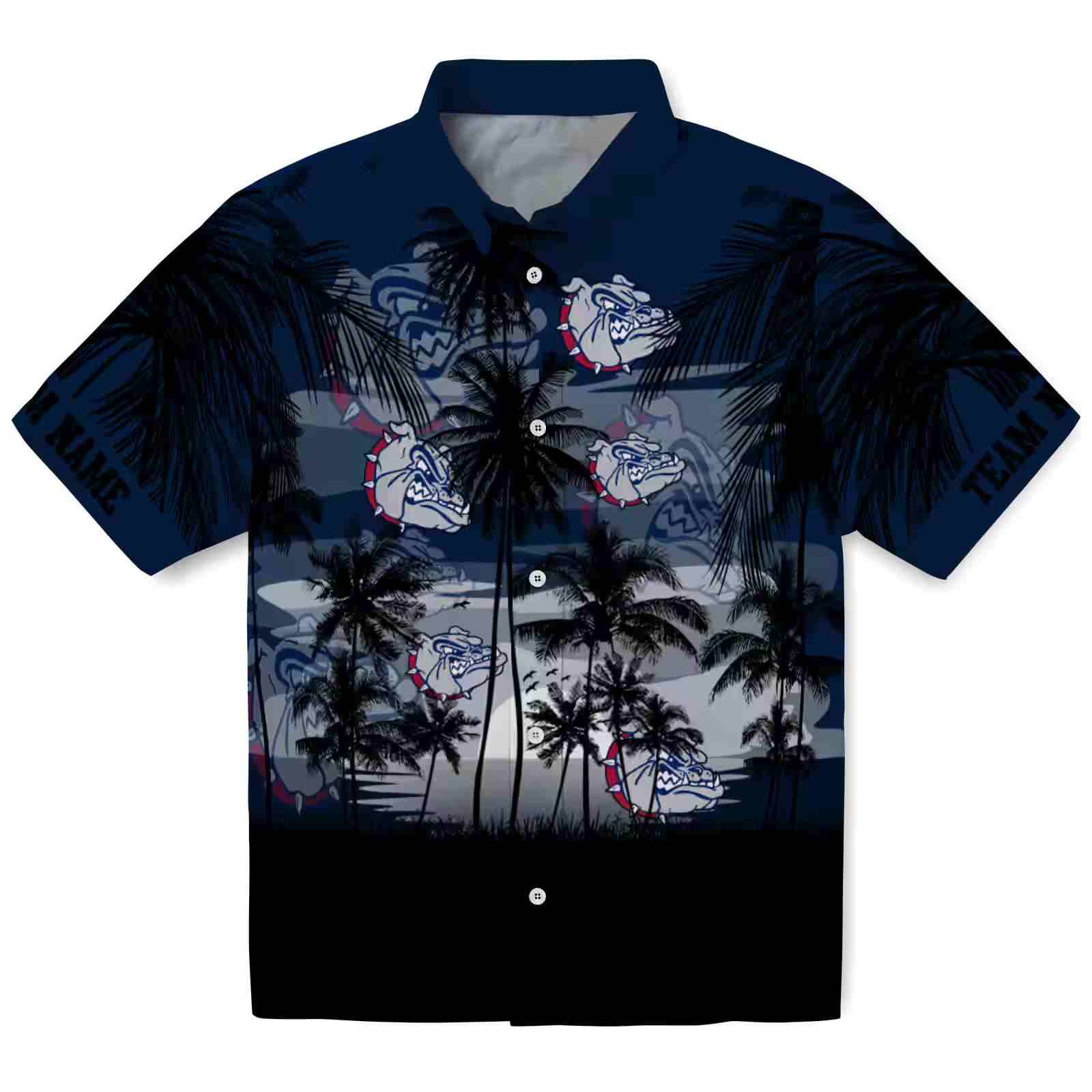 Custom Gonzaga Bulldogs Sunset Scene Blue Black Hawaiian Shirt