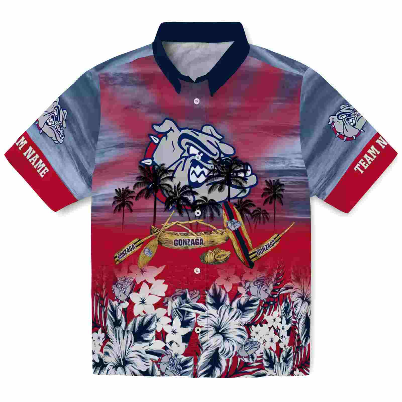 Custom Gonzaga Bulldogs Tropical Canoe Blue Hawaiian Shirt