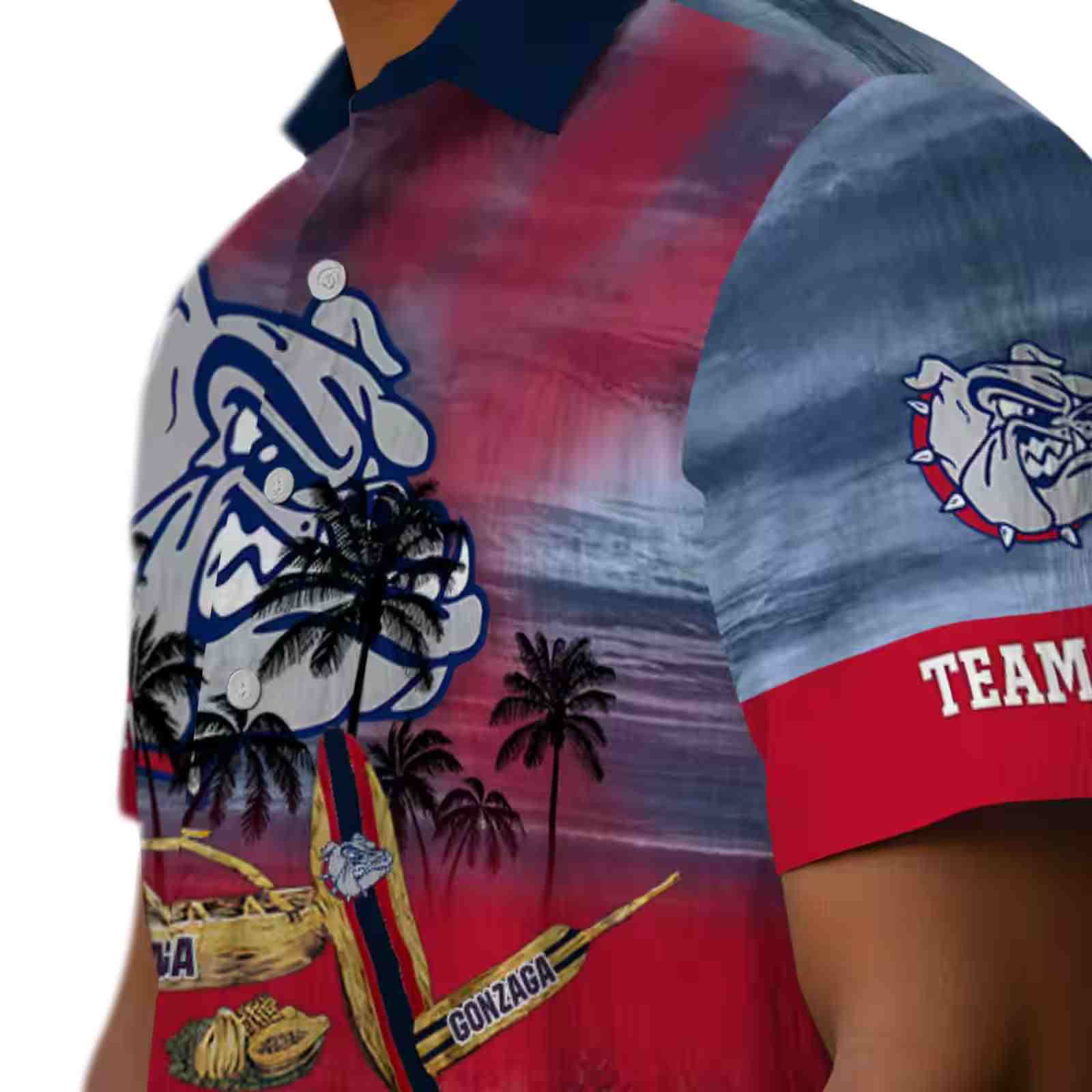 custom gonzaga bulldogs tropical canoe blue hawaiian shirt trendy