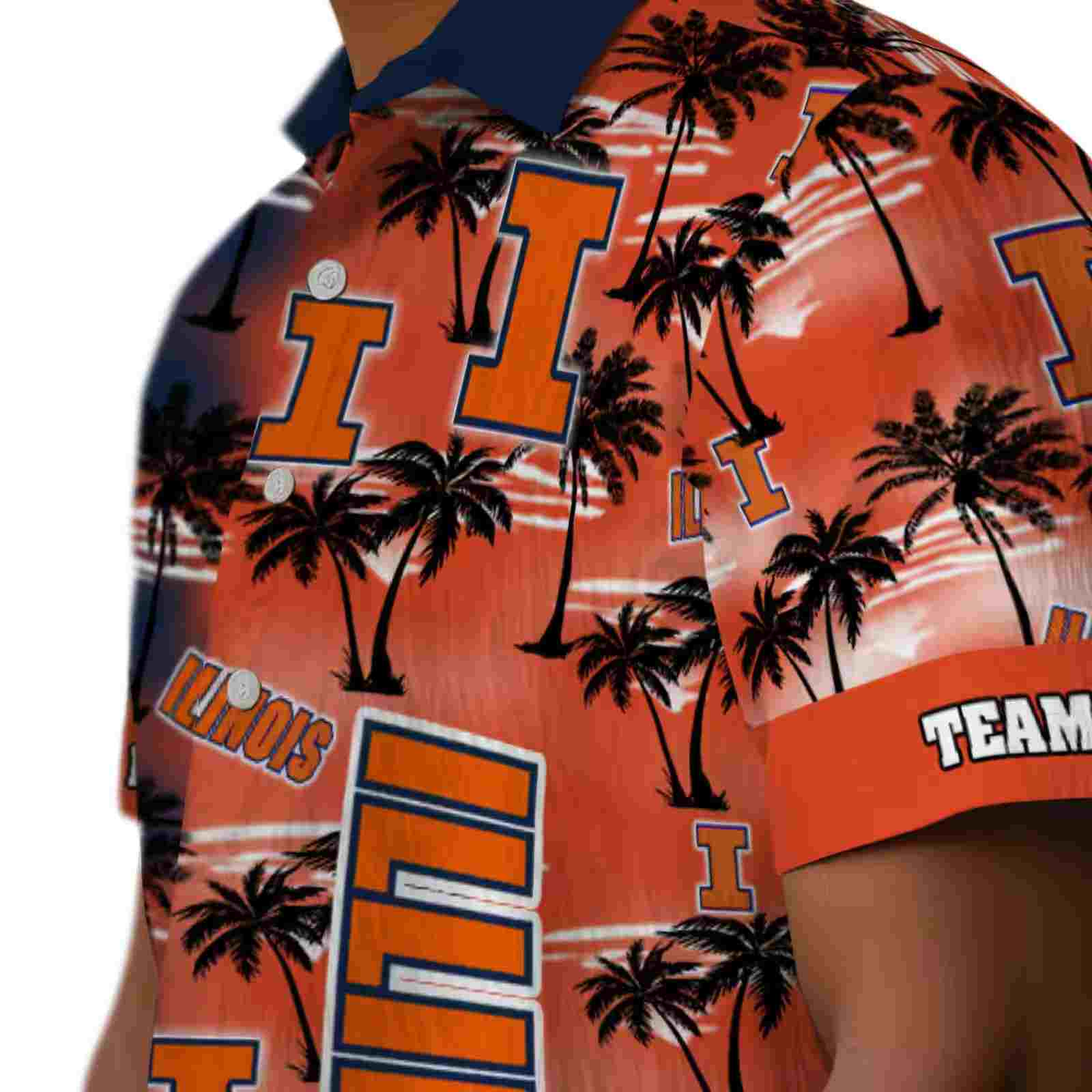 custom illinois fighting illini palm silhouettes blue hawaiian shirt trendy