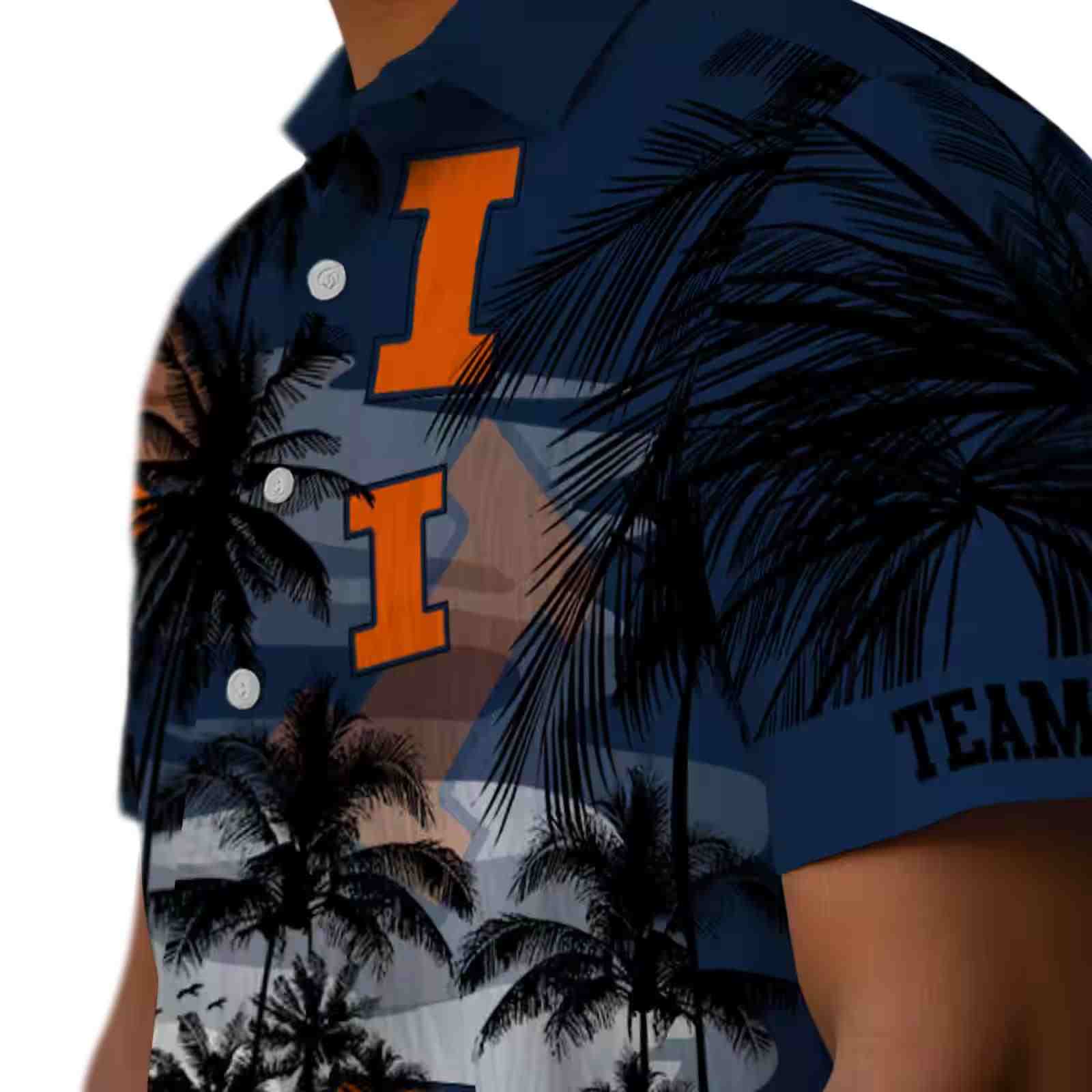 custom illinois fighting illini sunset scene blue black hawaiian shirt trendy