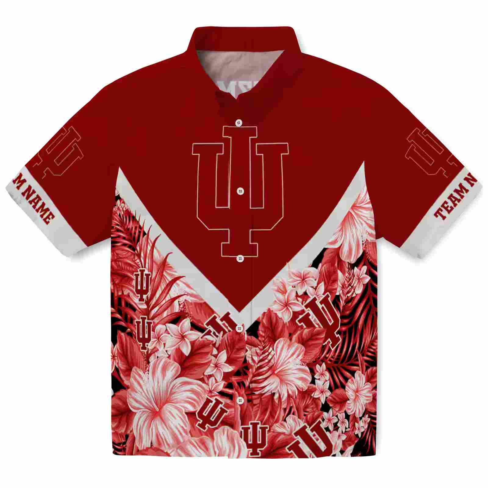 Custom Indiana Hoosiers Floral Chevron Red Hawaiian Shirt