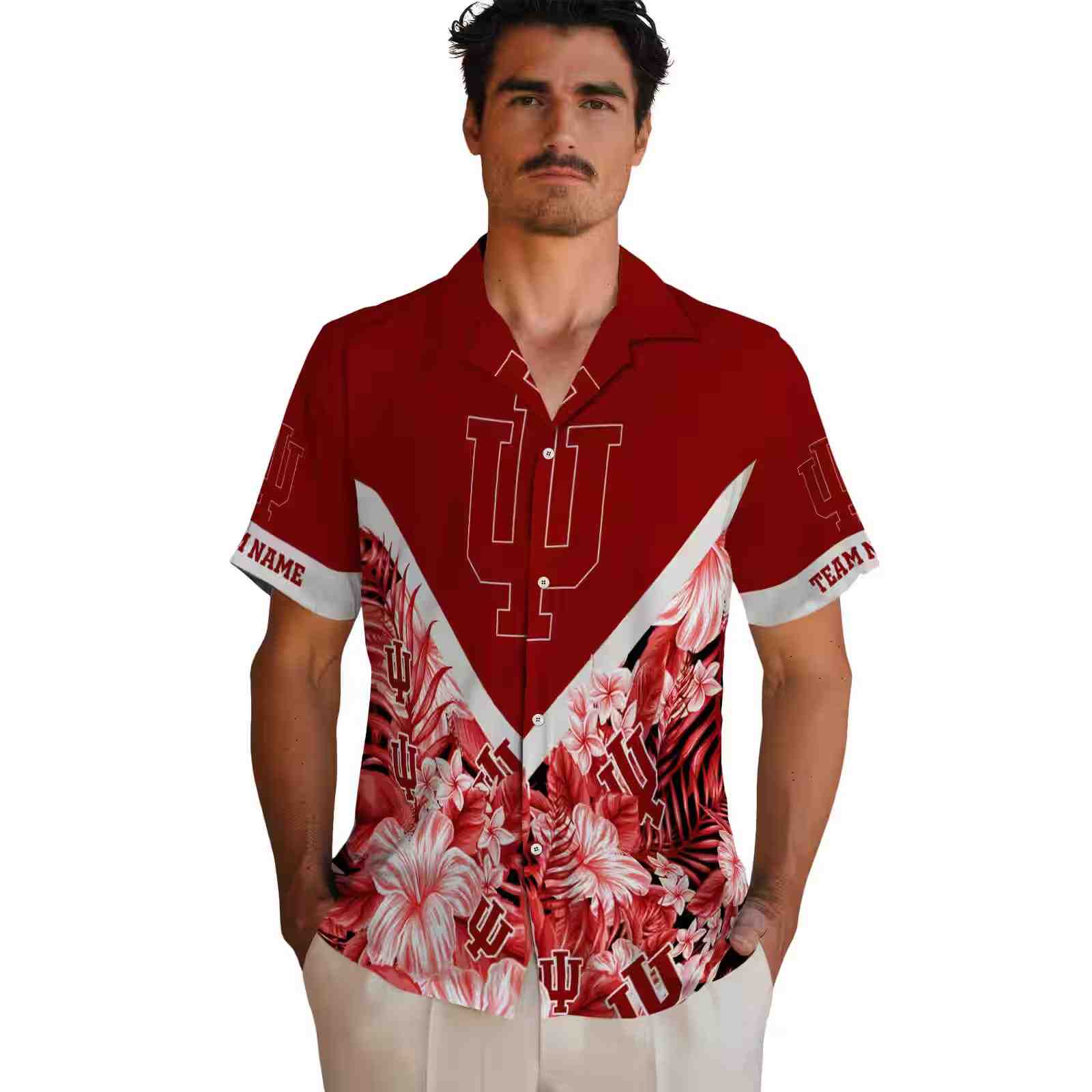 custom indiana hoosiers floral chevron red hawaiian shirt fashion forward