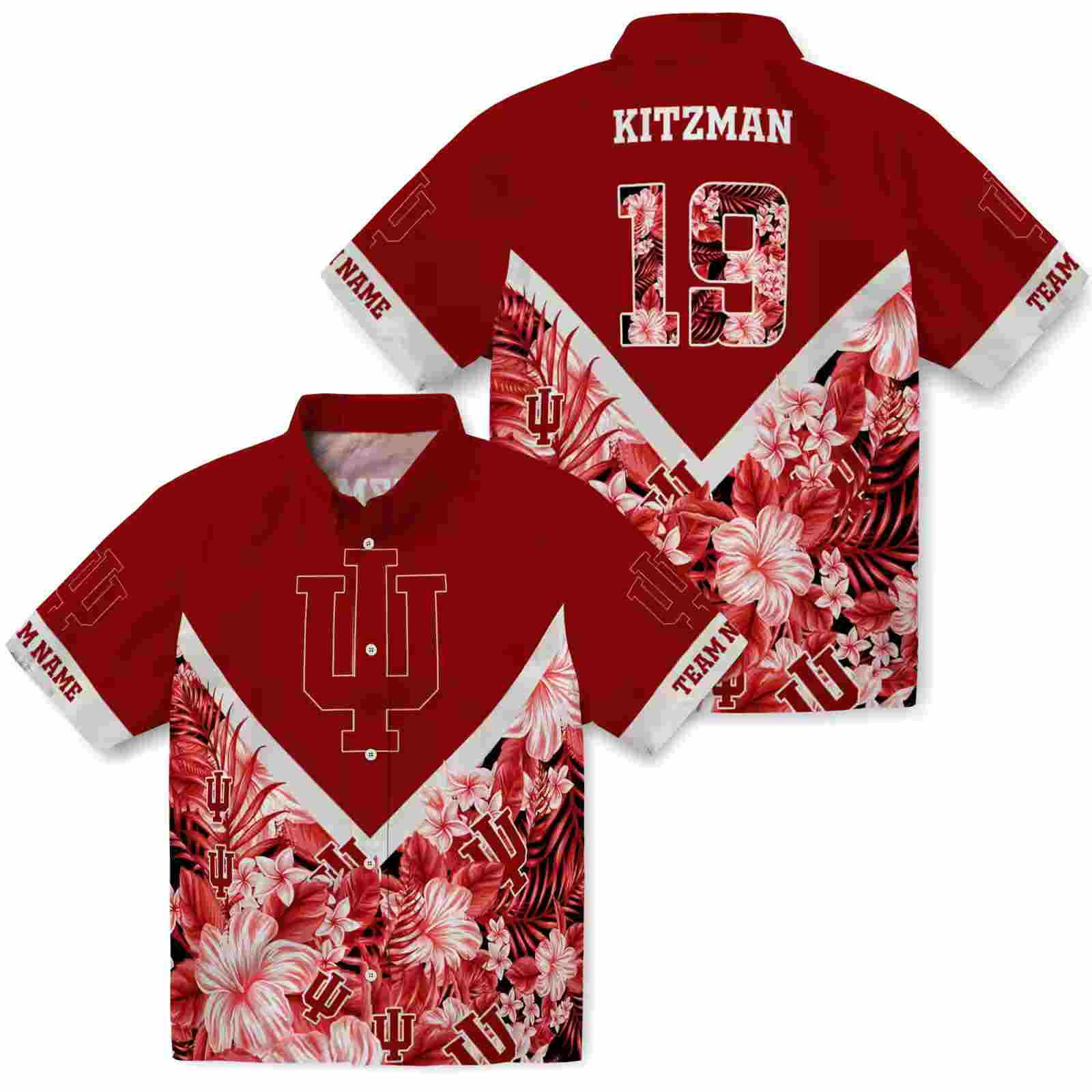 custom indiana hoosiers floral chevron red hawaiian shirt high quality