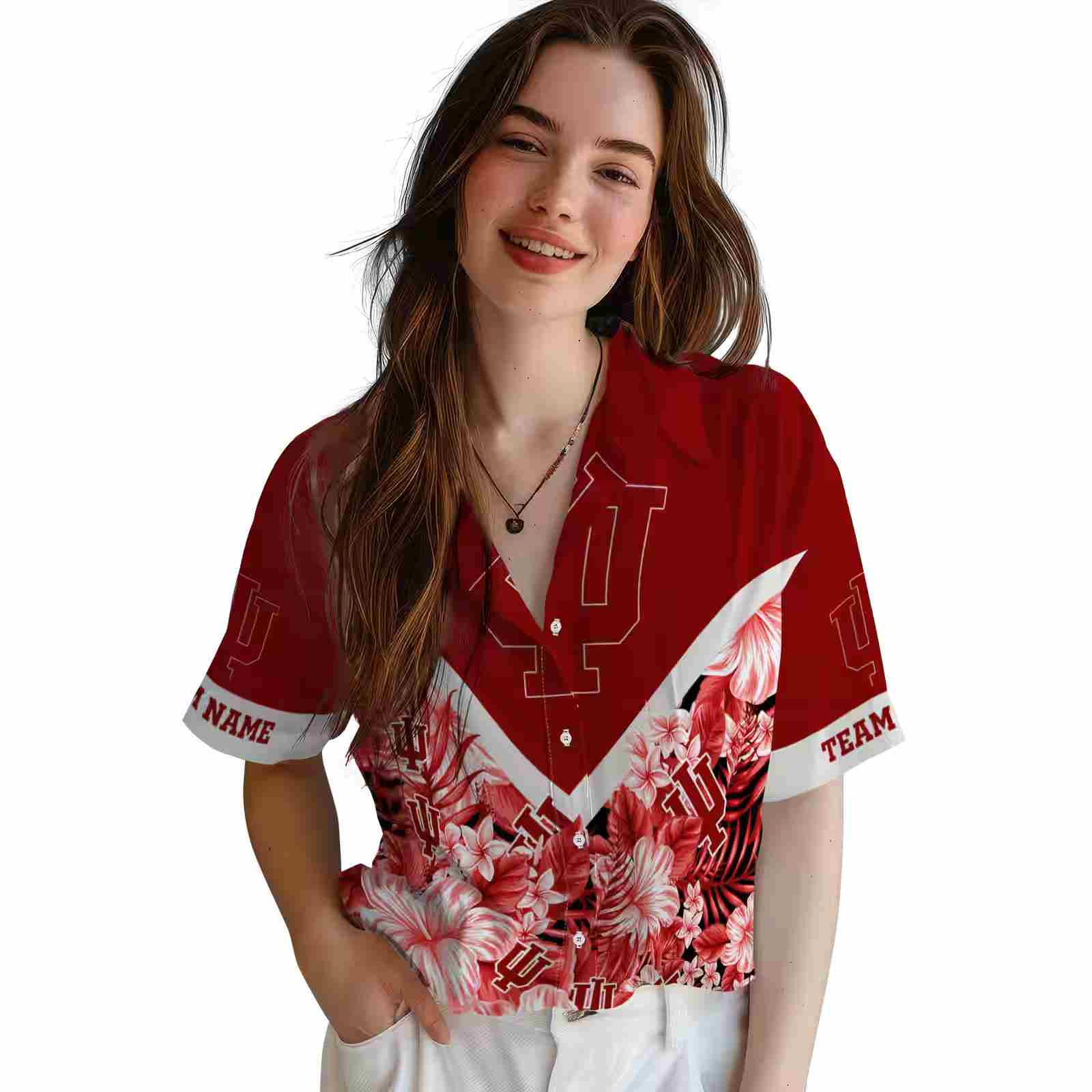 custom indiana hoosiers floral chevron red hawaiian shirt latest model