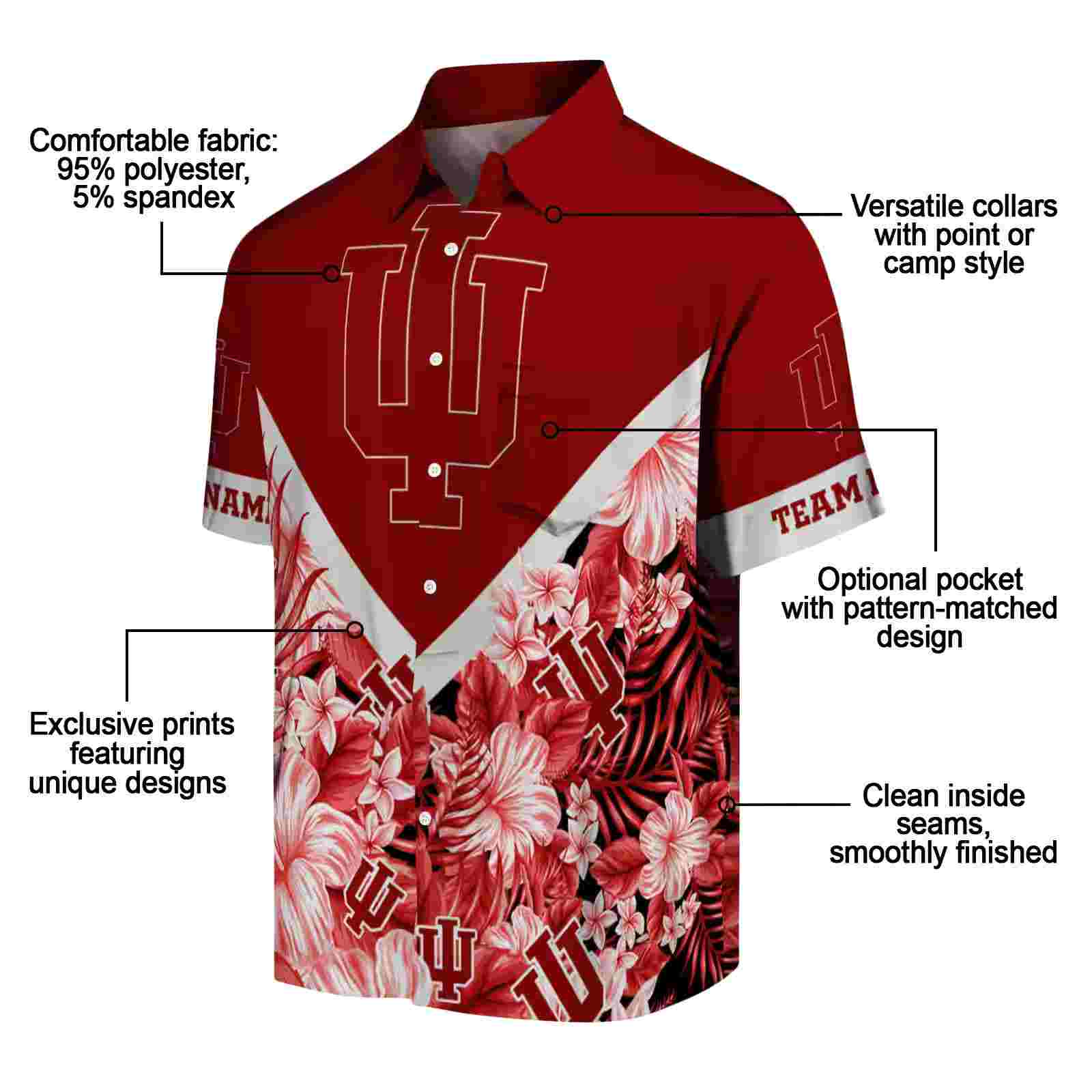 custom indiana hoosiers floral chevron red hawaiian shirt new arrival