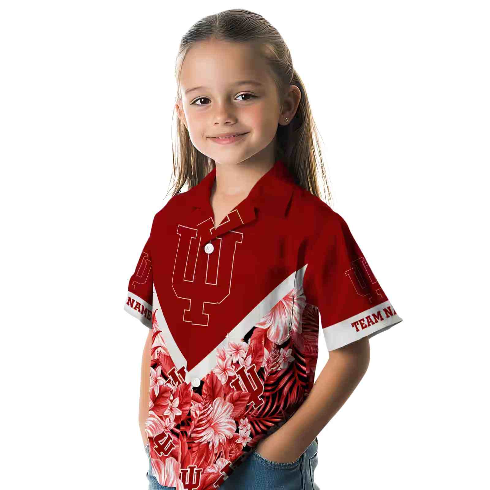 custom indiana hoosiers floral chevron red hawaiian shirt premium grade