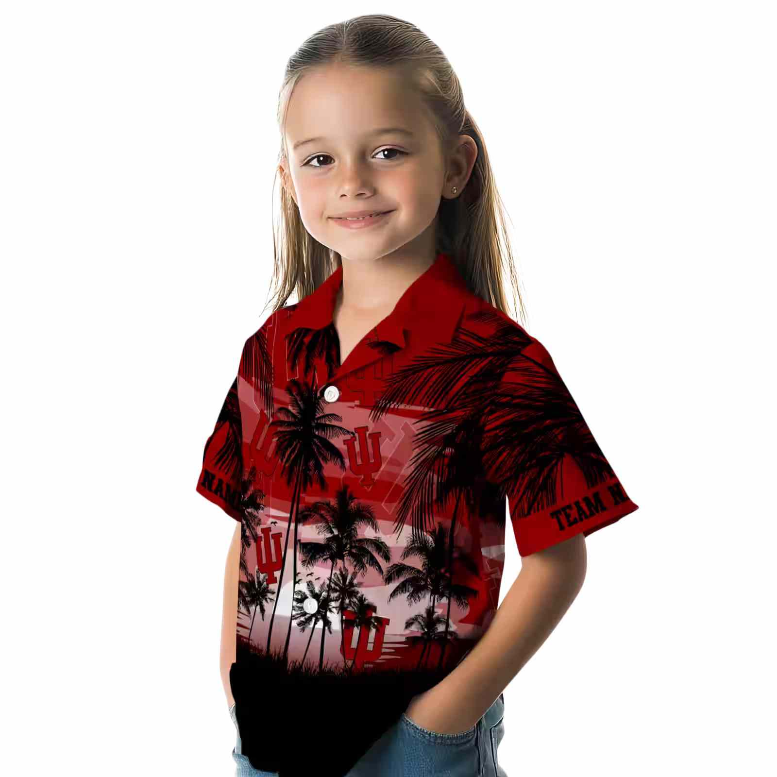 custom indiana hoosiers sunset scene red black hawaiian shirt premium grade