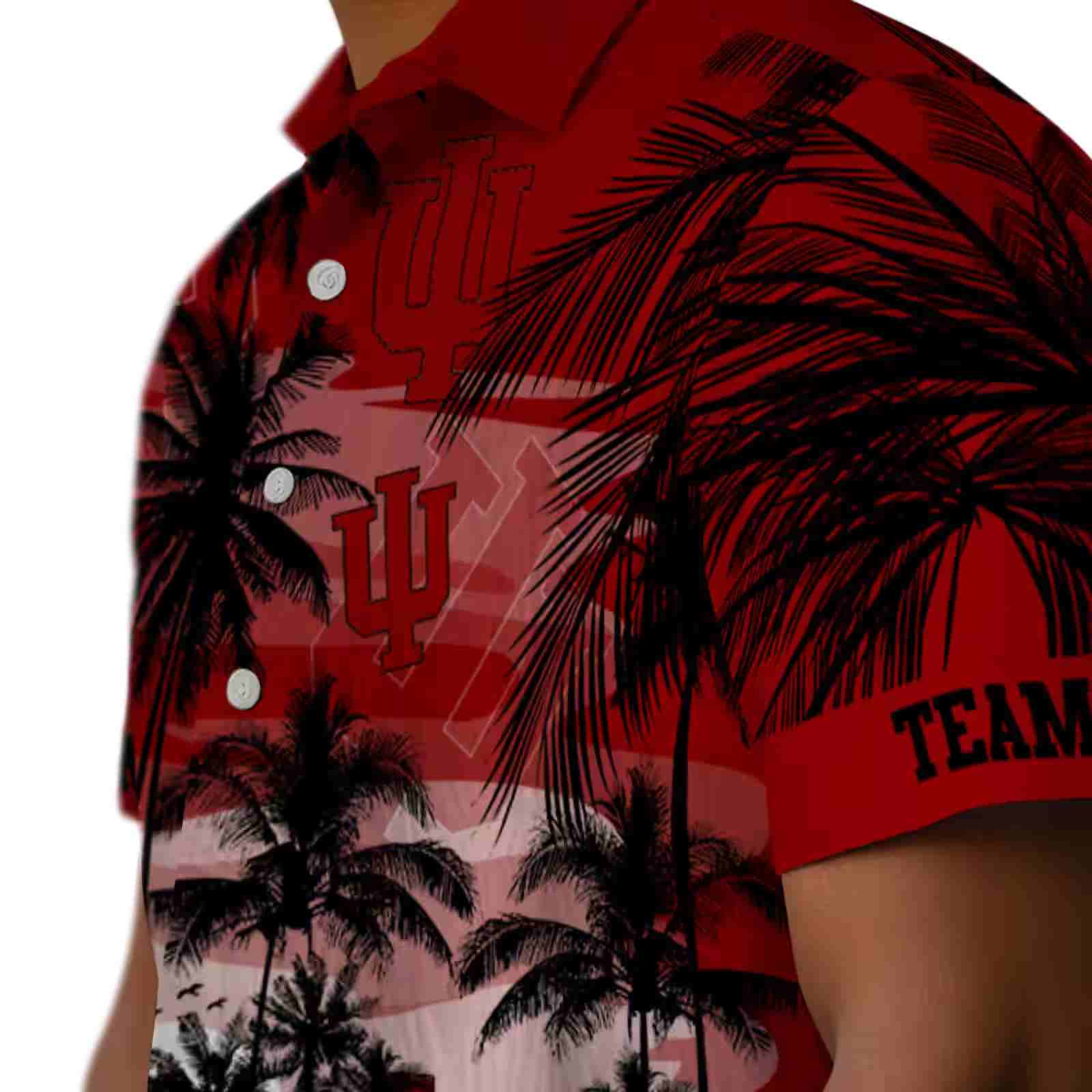 custom indiana hoosiers sunset scene red black hawaiian shirt trendy