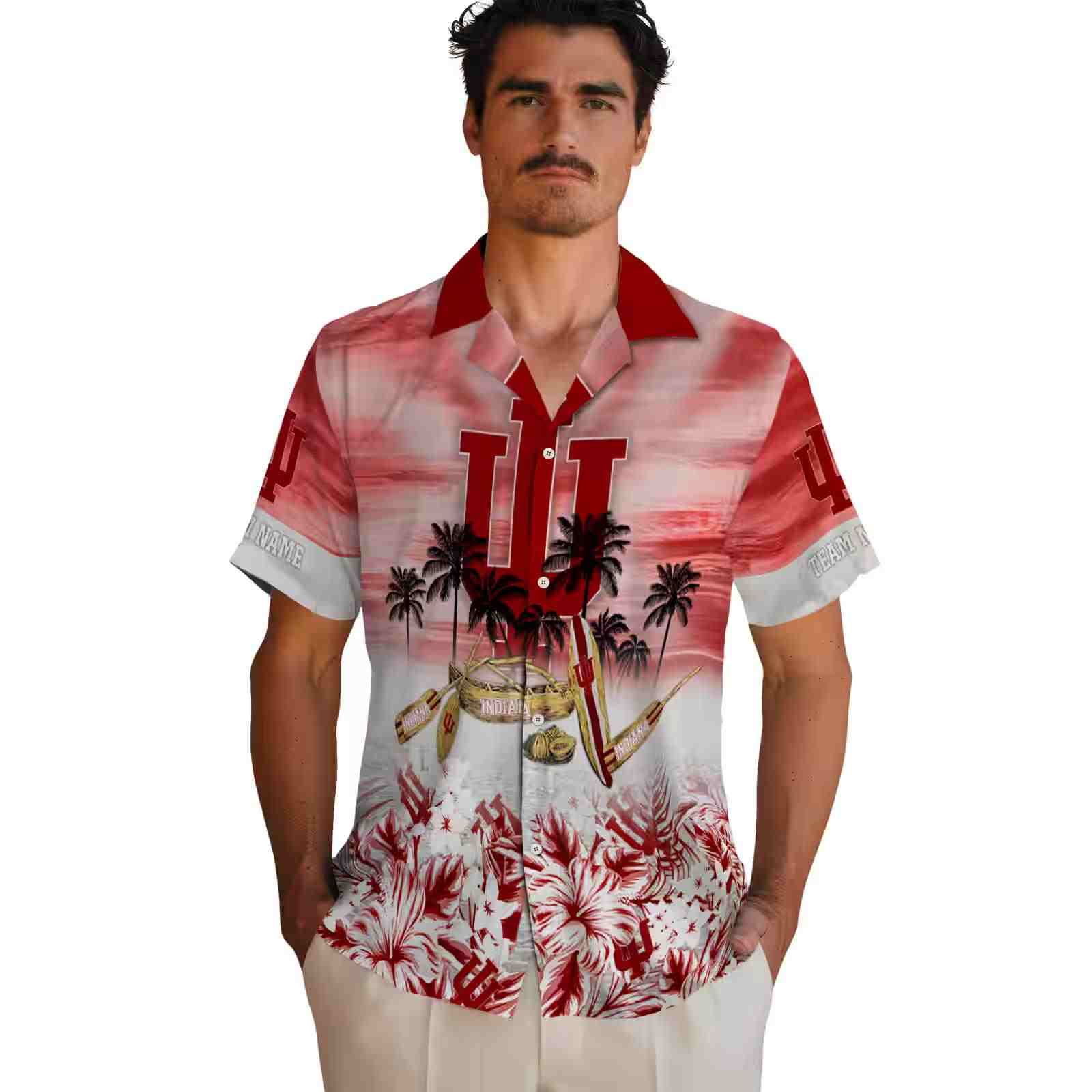 custom indiana hoosiers tropical canoe red hawaiian shirt fashion forward