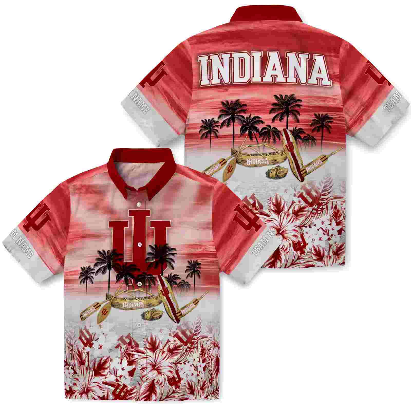 custom indiana hoosiers tropical canoe red hawaiian shirt high quality