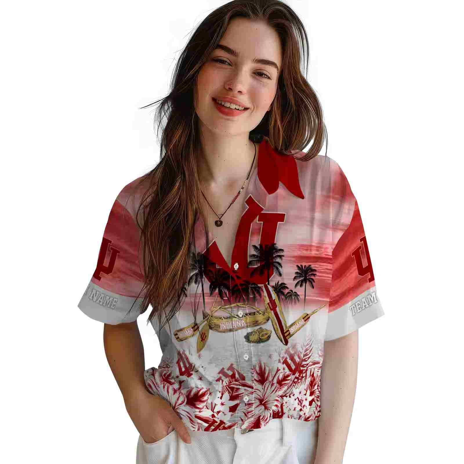 custom indiana hoosiers tropical canoe red hawaiian shirt latest model