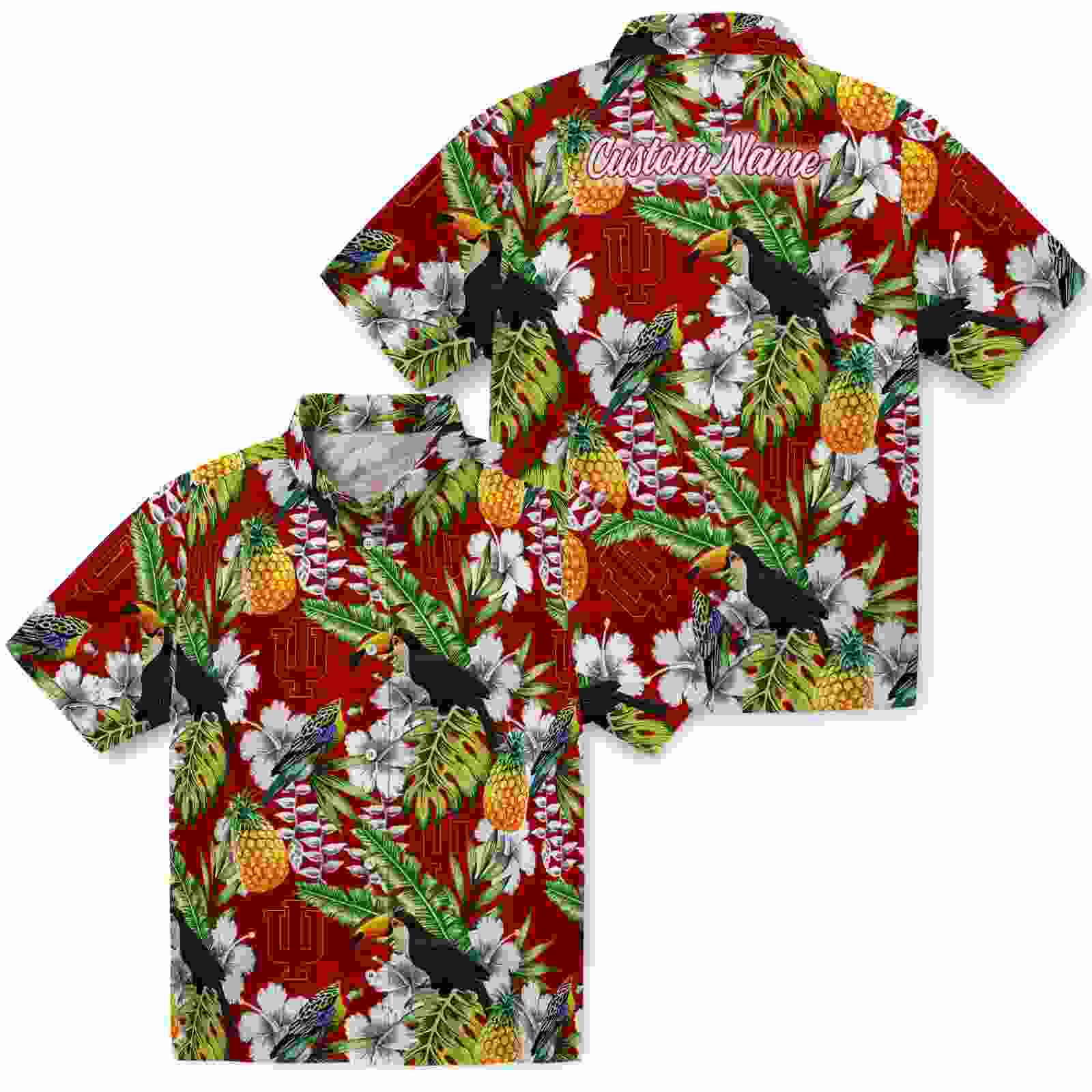 custom indiana hoosiers tropical toucan red green hawaiian shirt high quality