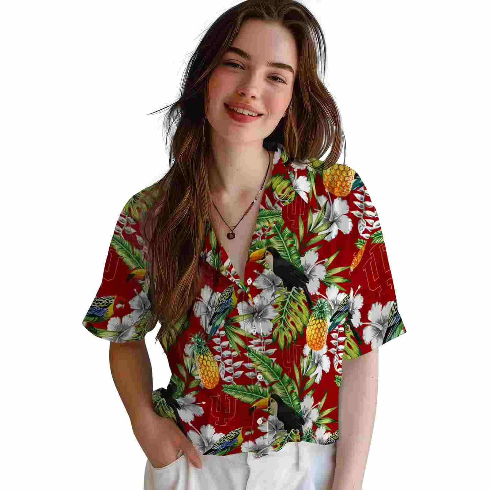 custom indiana hoosiers tropical toucan red green hawaiian shirt latest model