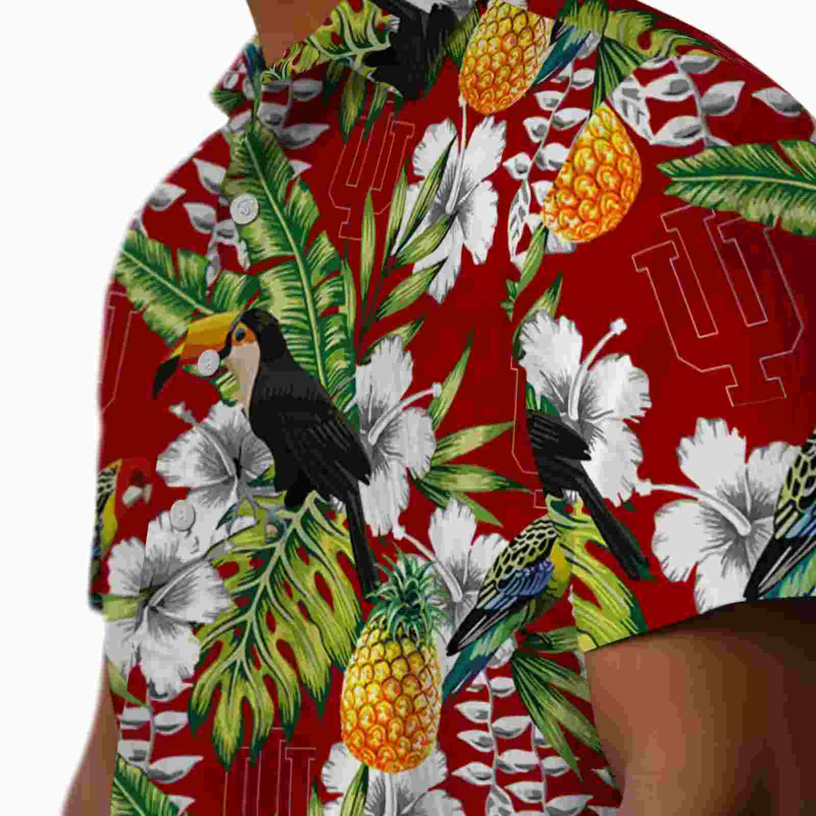 custom indiana hoosiers tropical toucan red green hawaiian shirt trendy