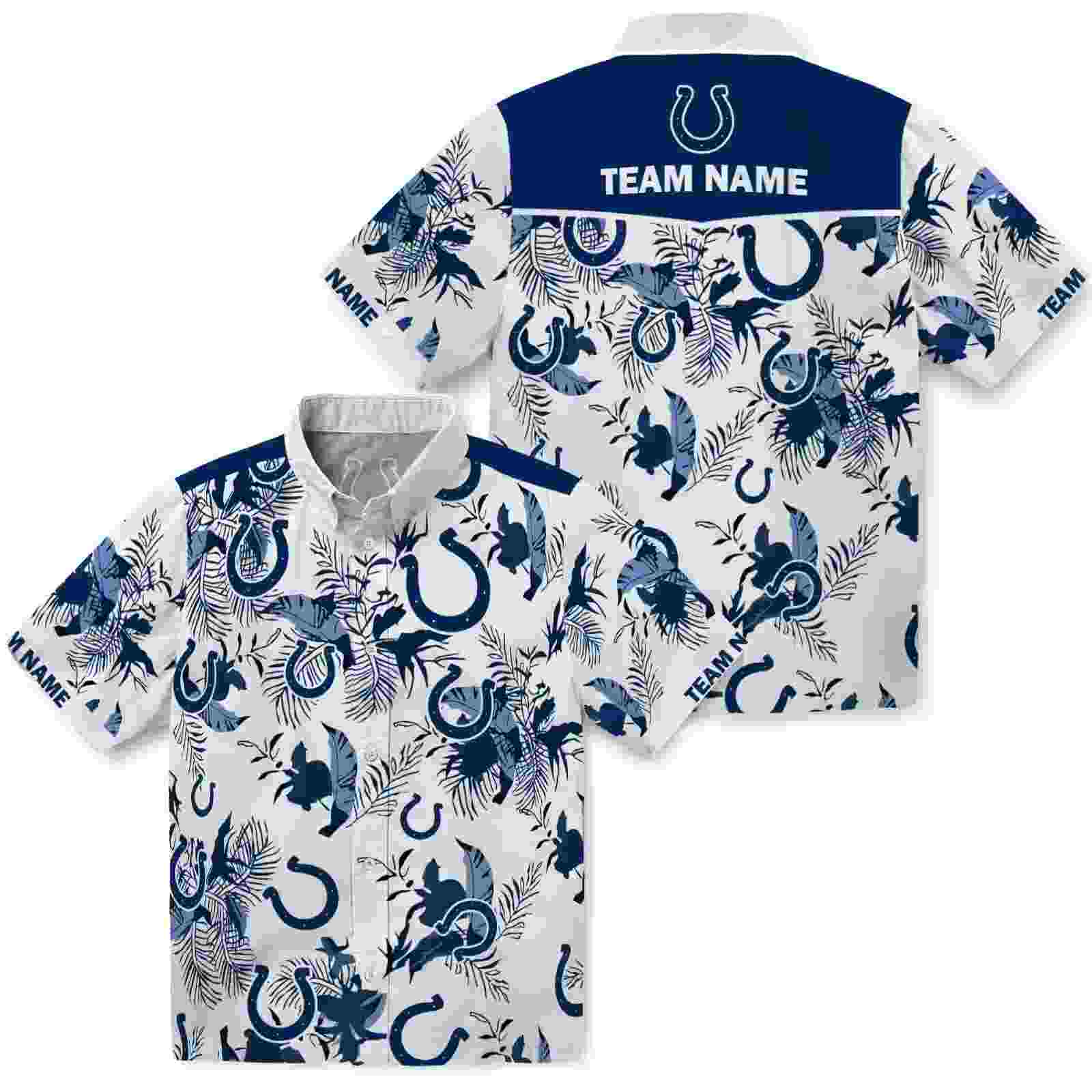 custom indianapolis colts botanical theme blue white hawaiian shirt high quality