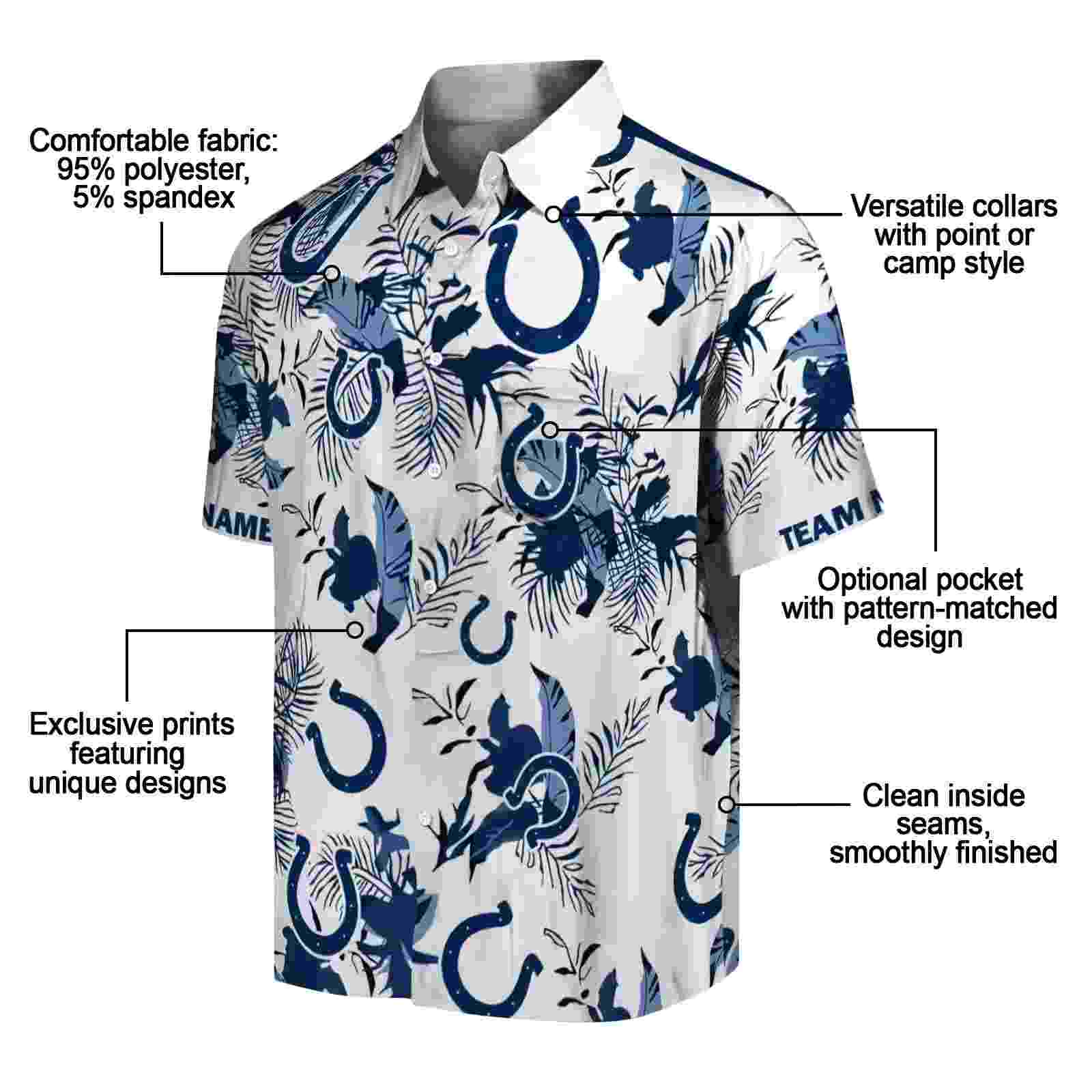 custom indianapolis colts botanical theme blue white hawaiian shirt new arrival