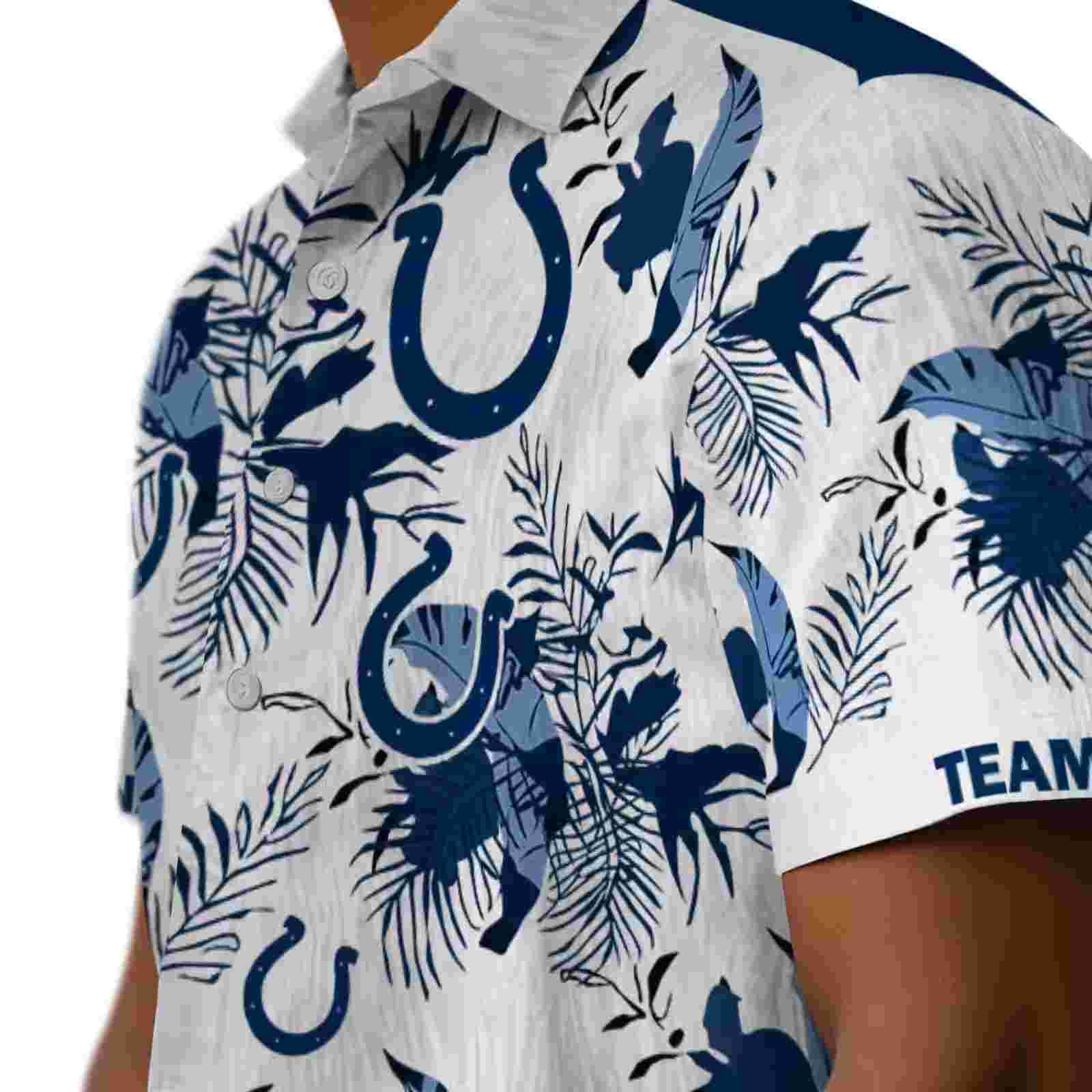 custom indianapolis colts botanical theme blue white hawaiian shirt trendy