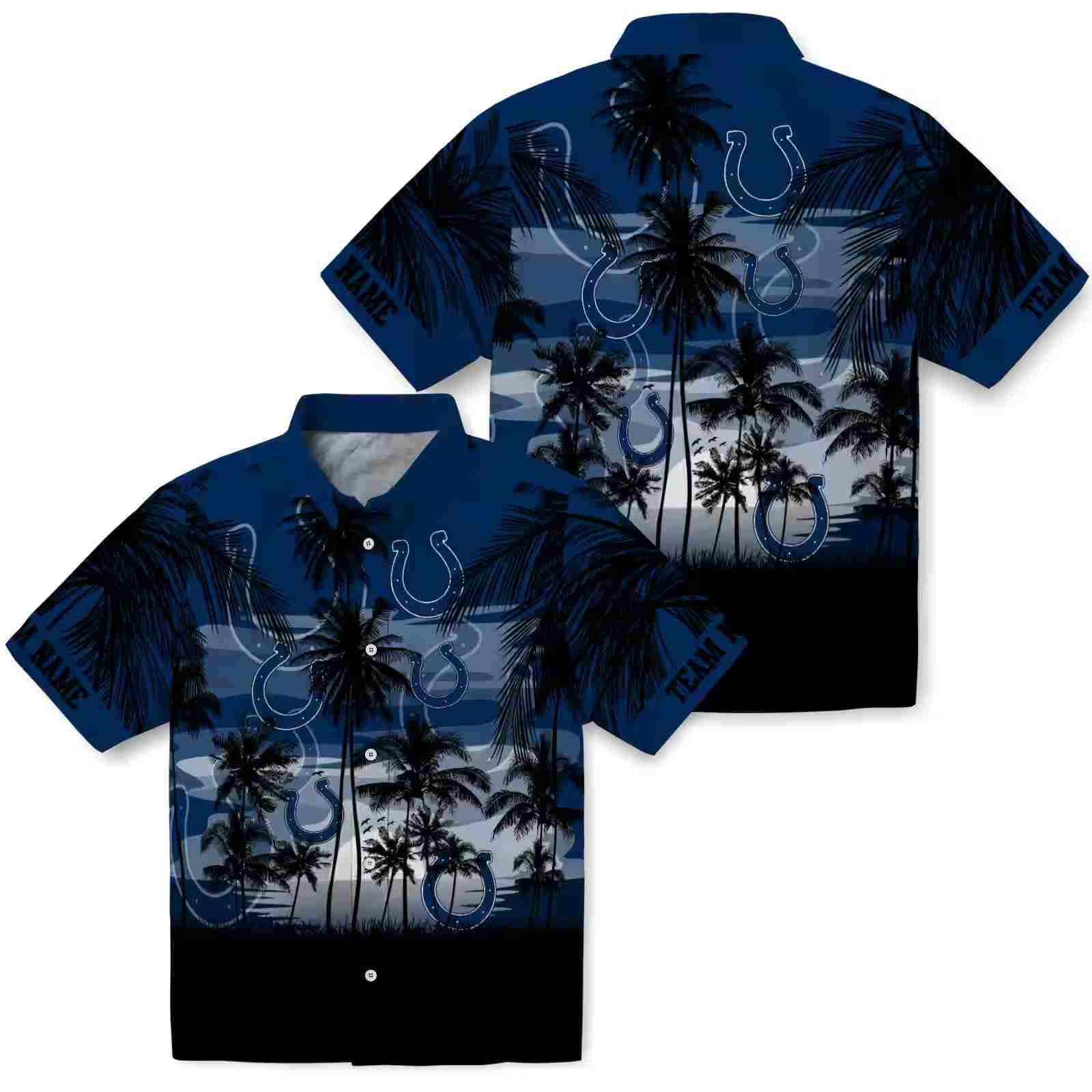 custom indianapolis colts sunset scene blue black hawaiian shirt high quality