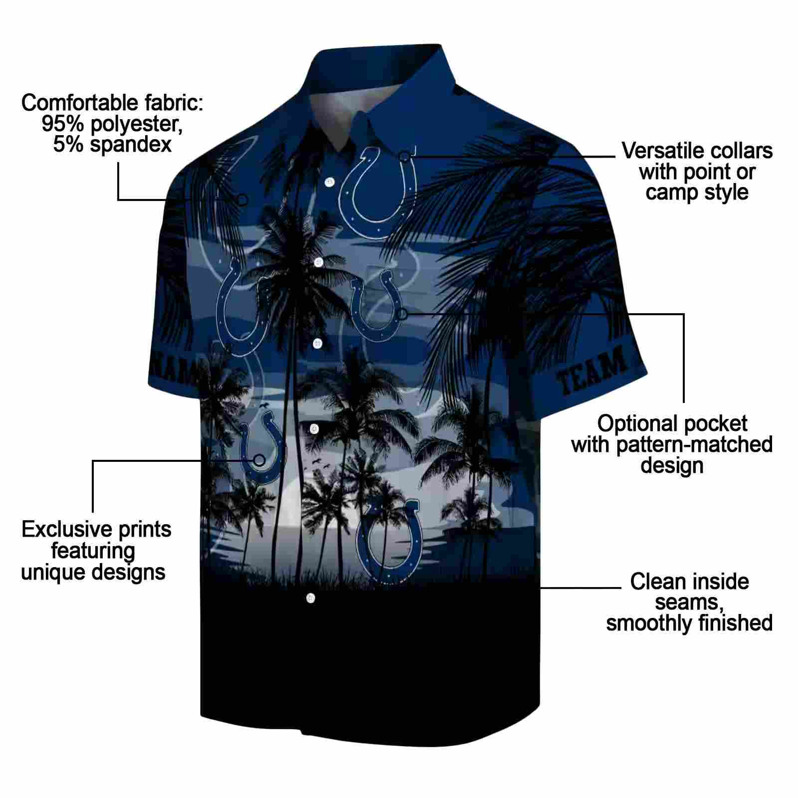 custom indianapolis colts sunset scene blue black hawaiian shirt new arrival