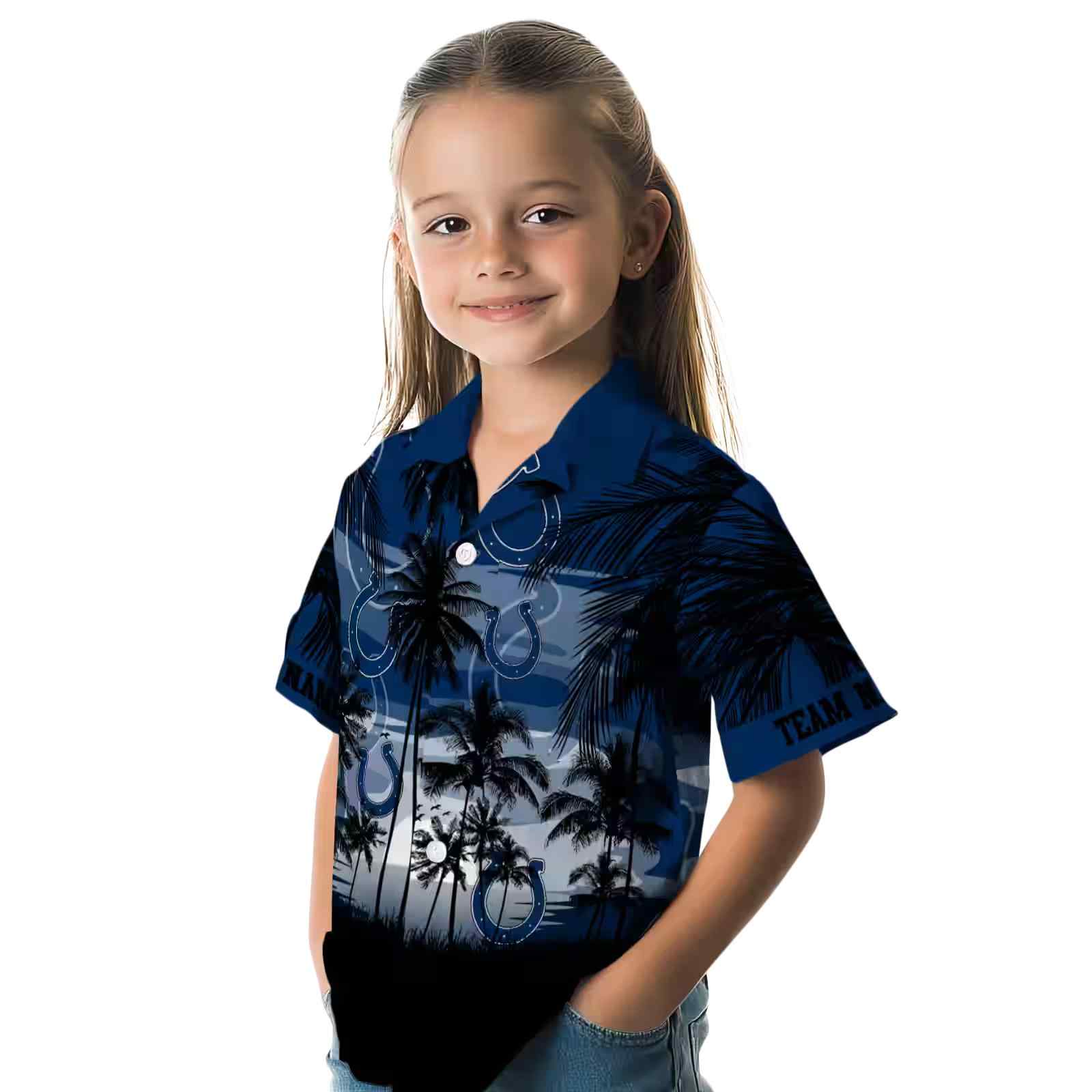 custom indianapolis colts sunset scene blue black hawaiian shirt premium grade