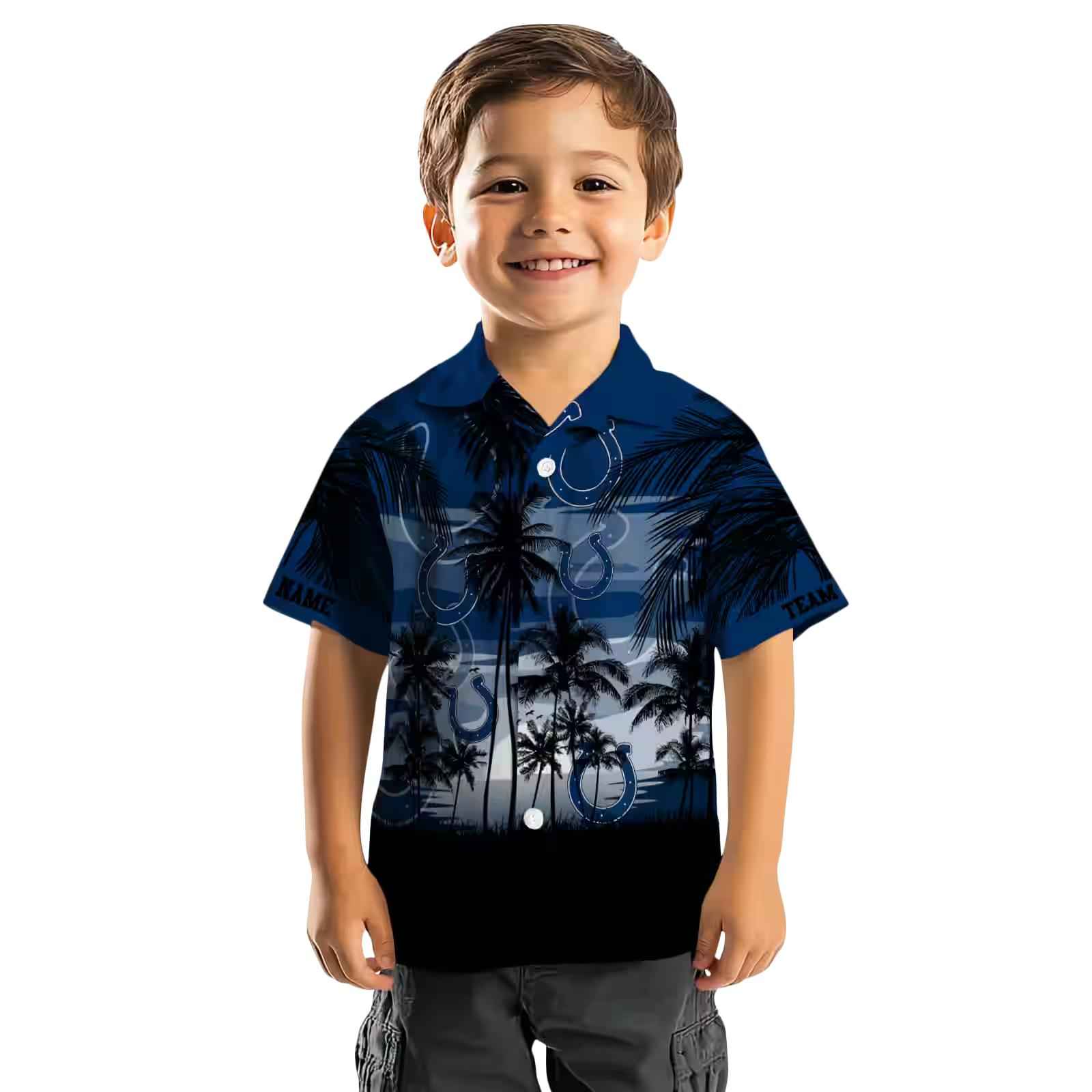 custom indianapolis colts sunset scene blue black hawaiian shirt top rated