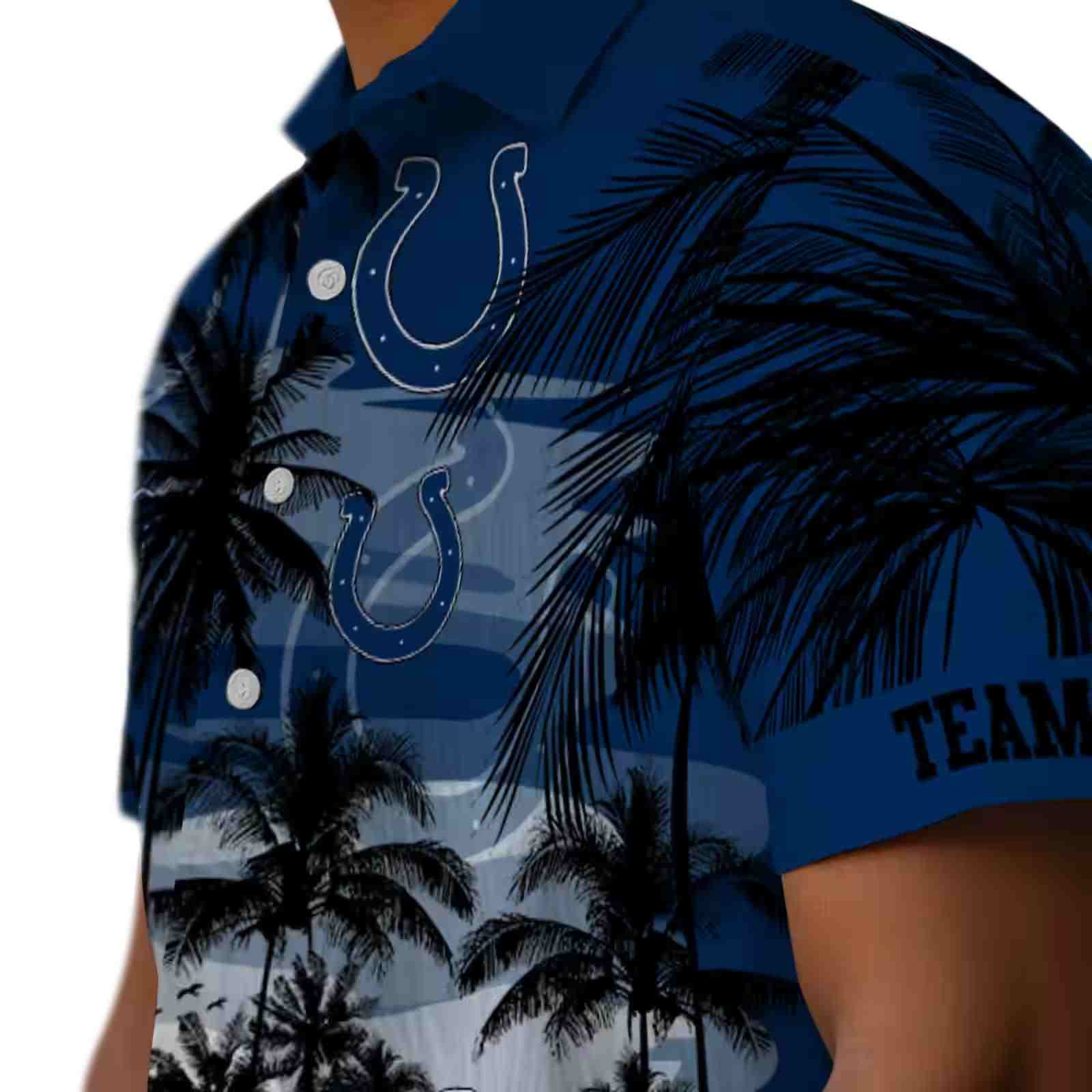 custom indianapolis colts sunset scene blue black hawaiian shirt trendy