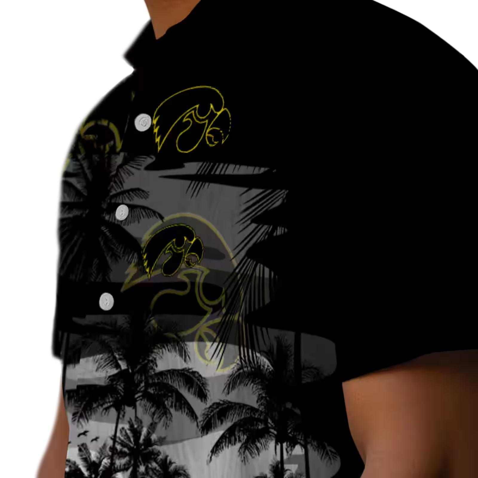 custom iowa hawkeyes sunset scene black hawaiian shirt trendy