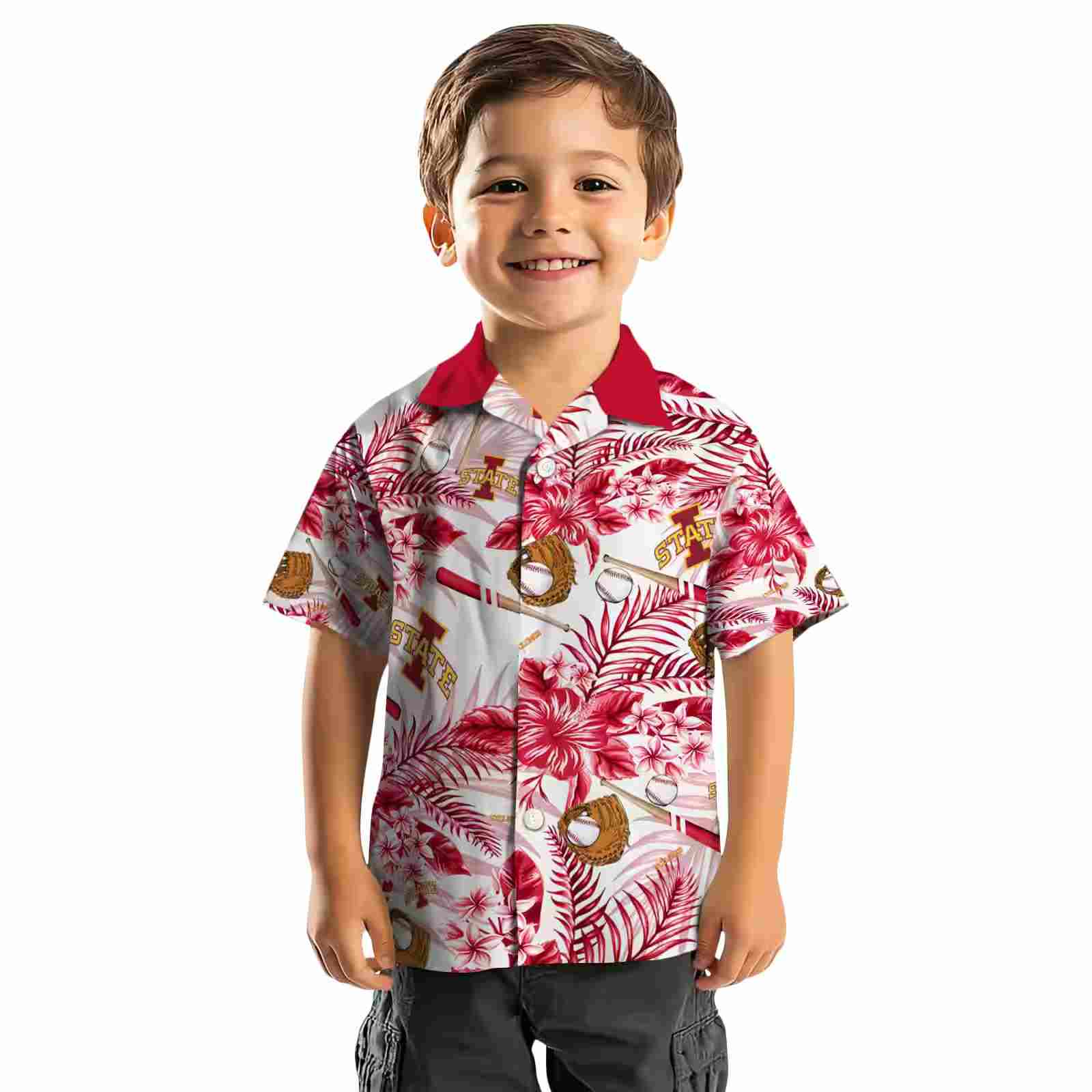 custom iowa state cyclones floral baseball red white hawaiian shirt top rated