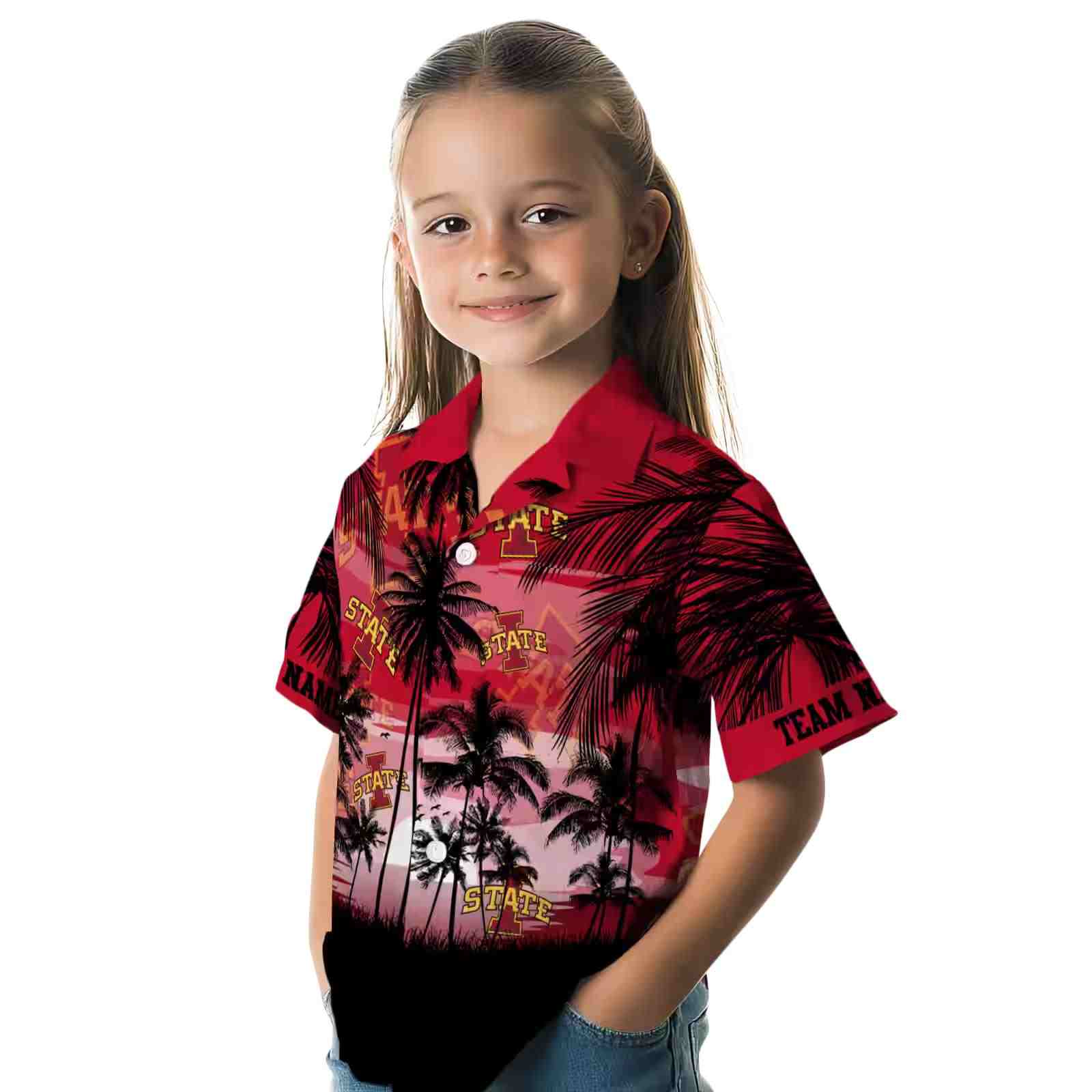 custom iowa state cyclones sunset scene red black hawaiian shirt premium grade