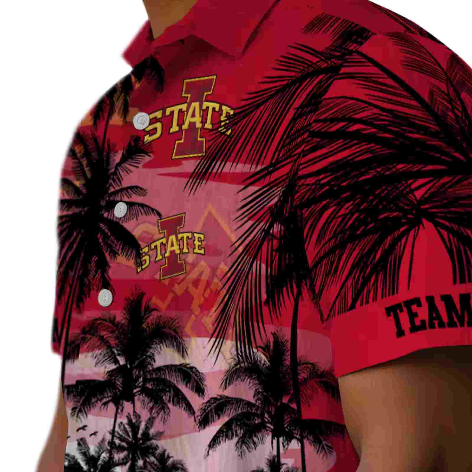 custom iowa state cyclones sunset scene red black hawaiian shirt trendy