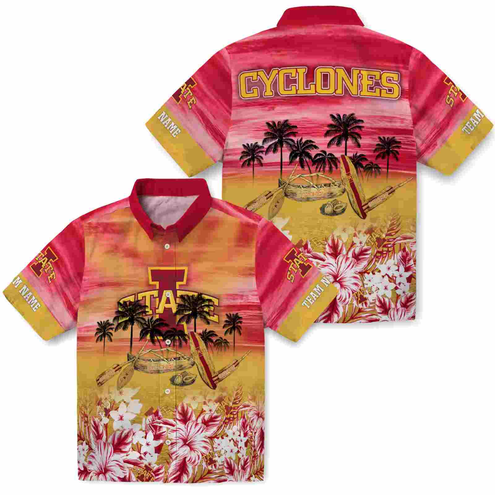 custom iowa state cyclones tropical canoe red hawaiian shirt high quality