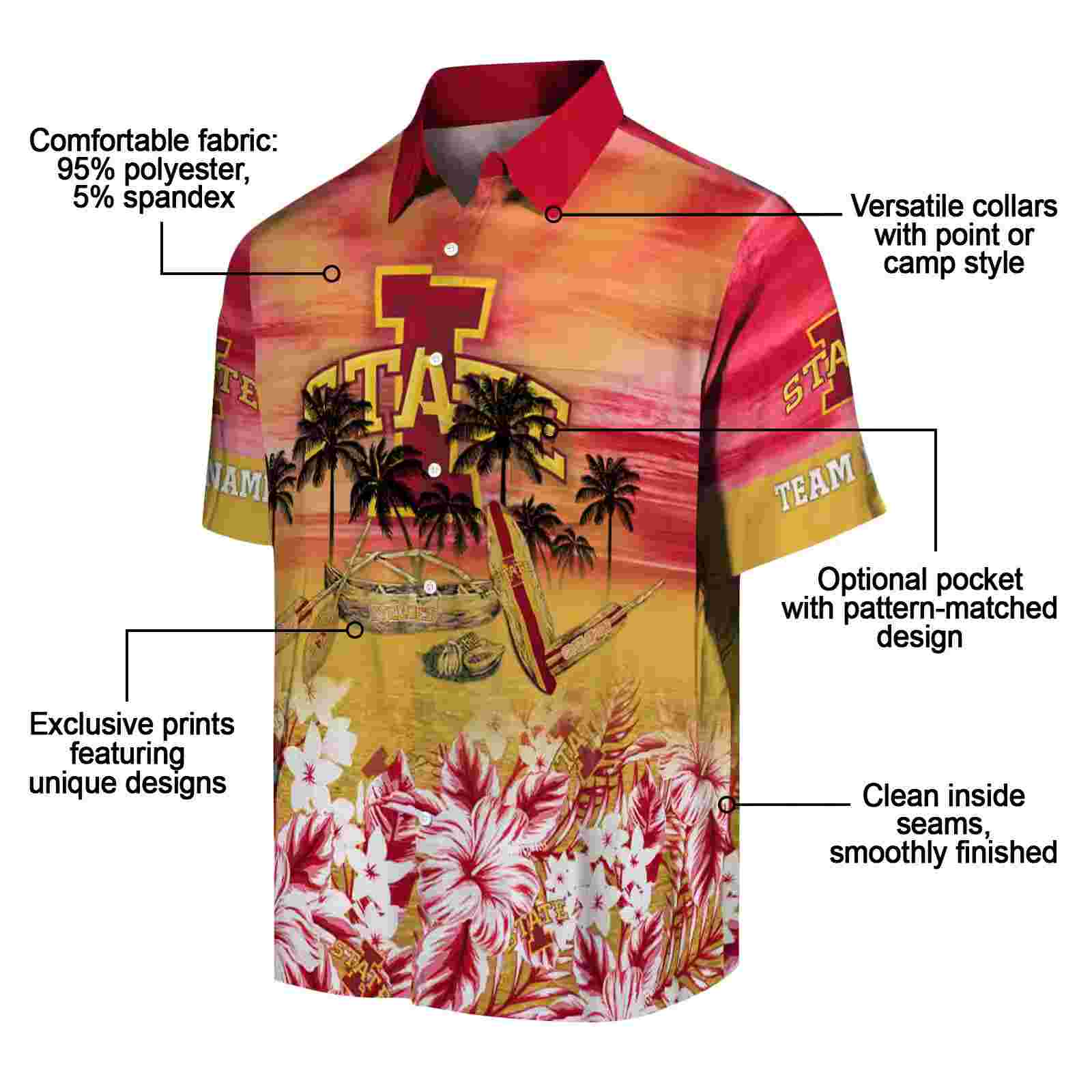 custom iowa state cyclones tropical canoe red hawaiian shirt new arrival